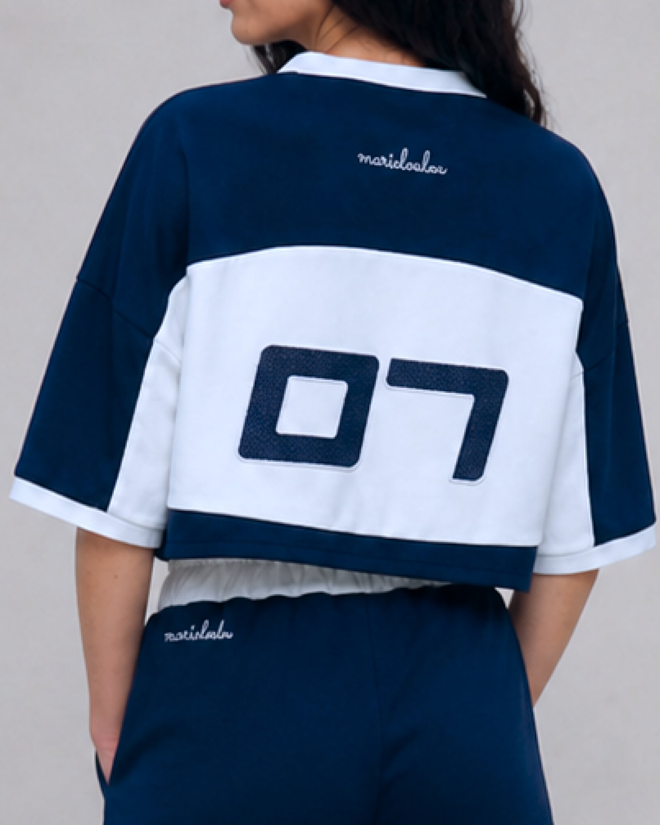 07' Cropped Jersey Crewneck - Navy