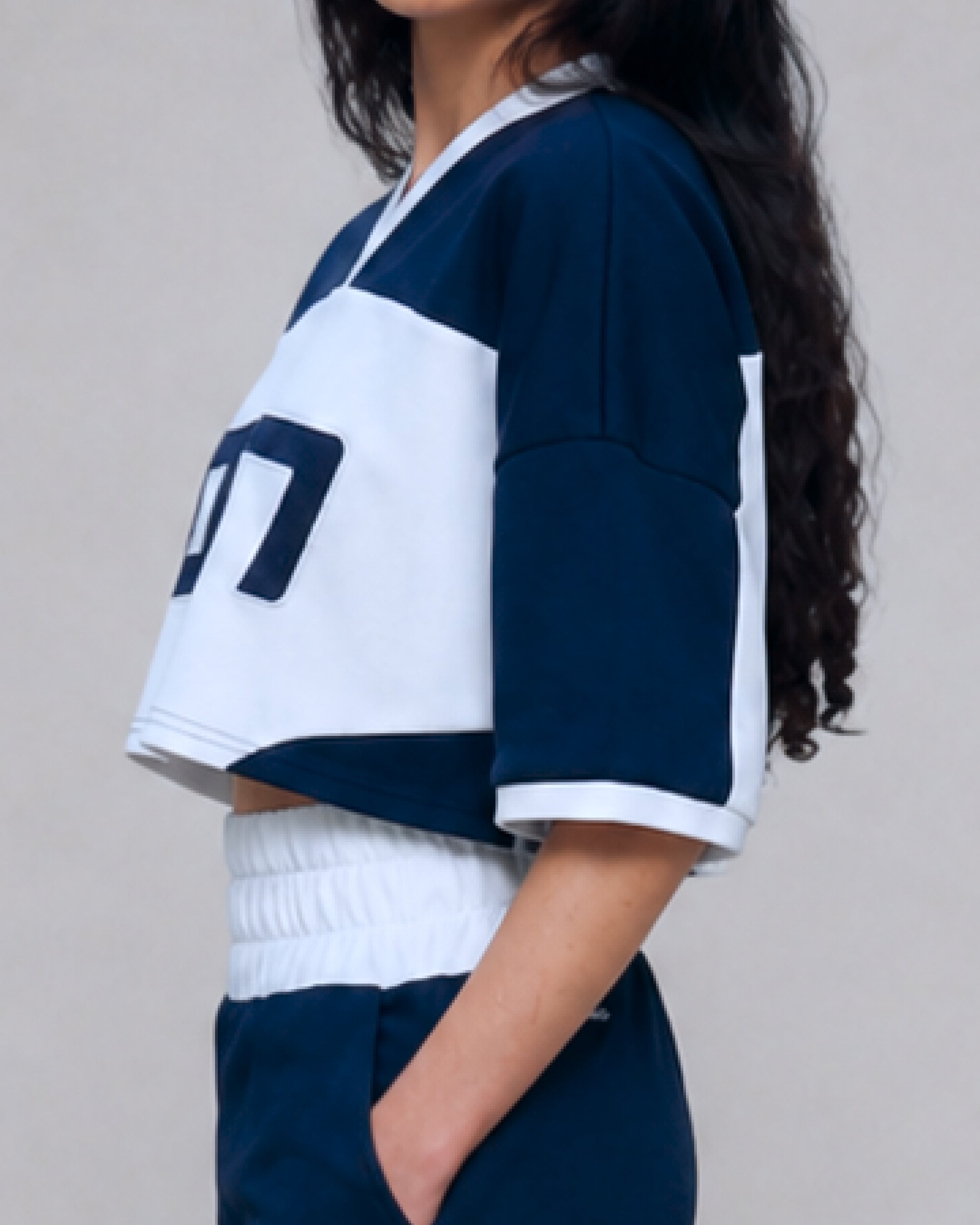 07' Cropped Jersey Crewneck - Navy
