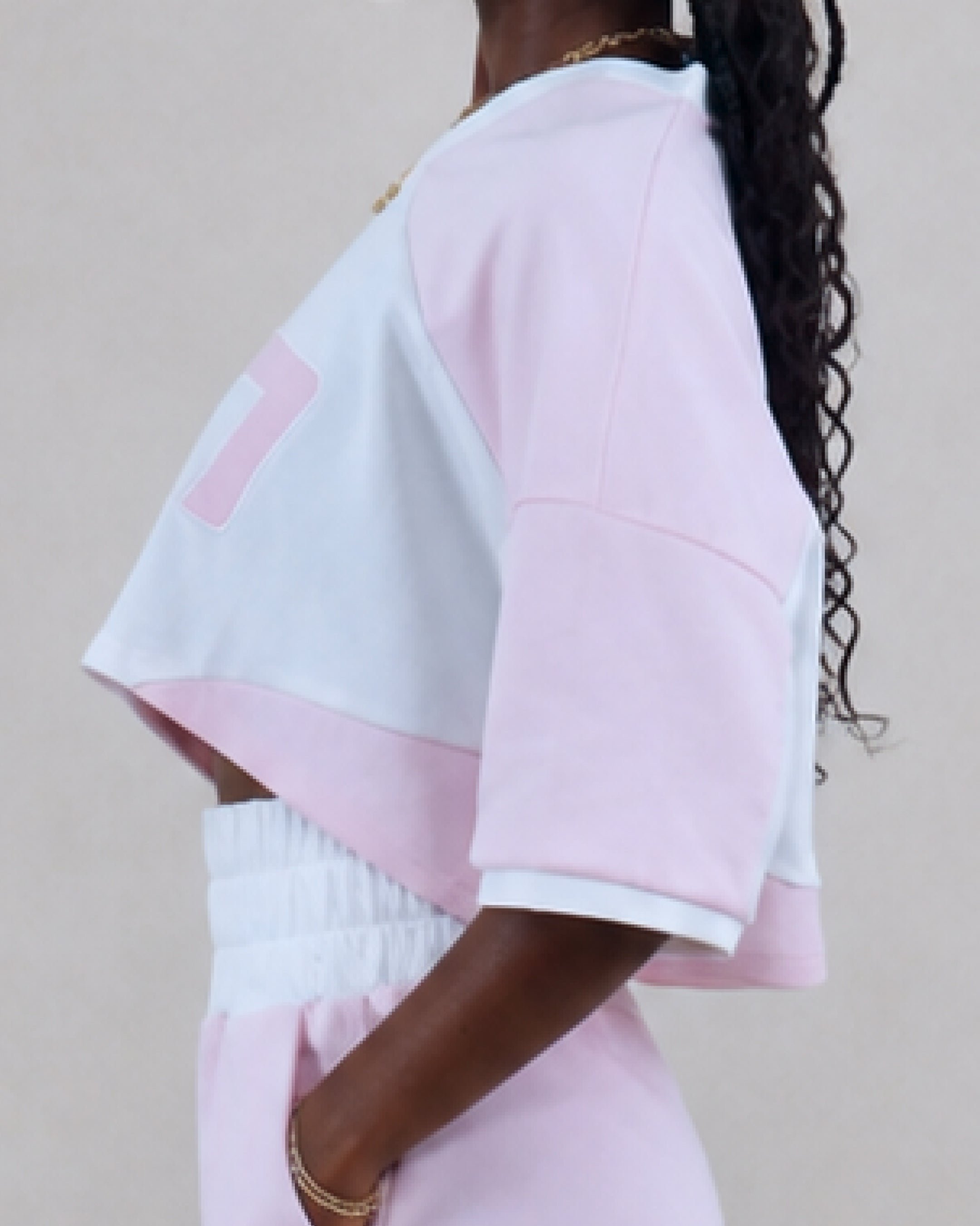 07' Cropped Jersey Crewneck - Pink