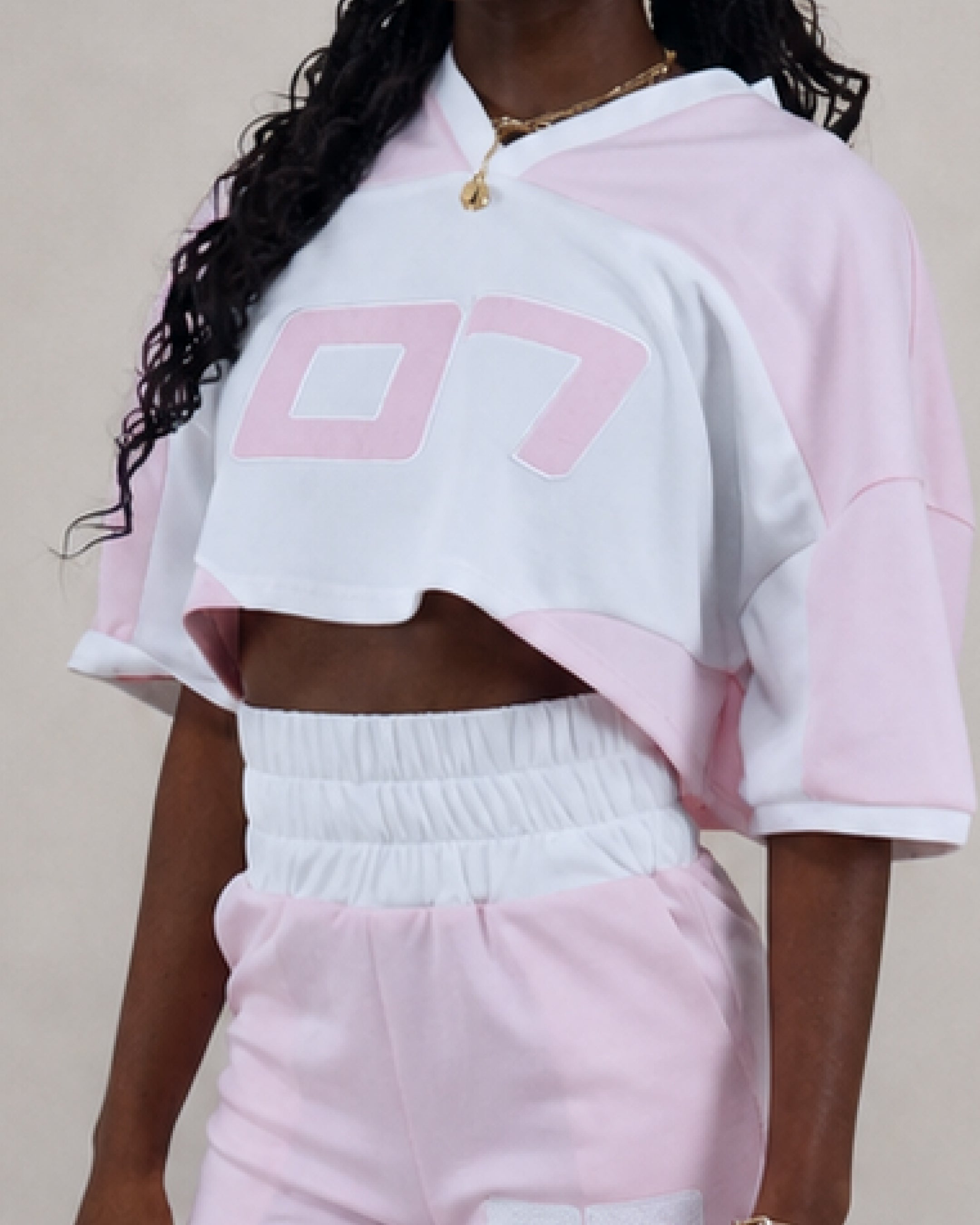 07' Cropped Jersey Crewneck - Pink