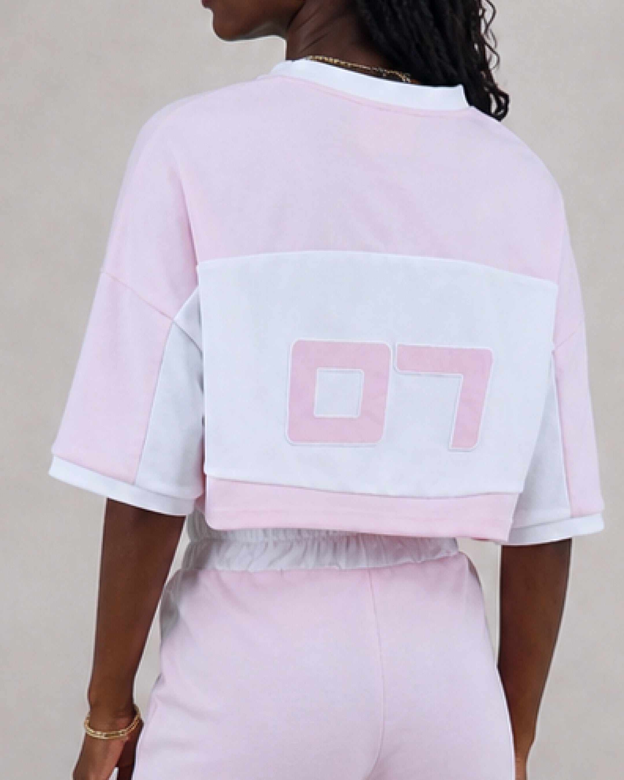 07' Cropped Jersey Crewneck - Pink