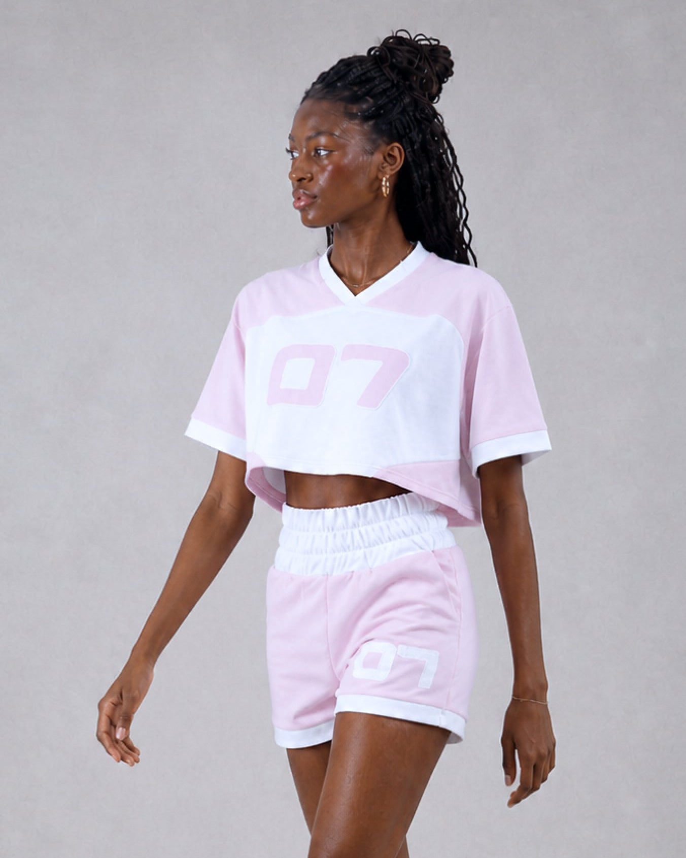 07' Cropped Jersey Crewneck - Pink