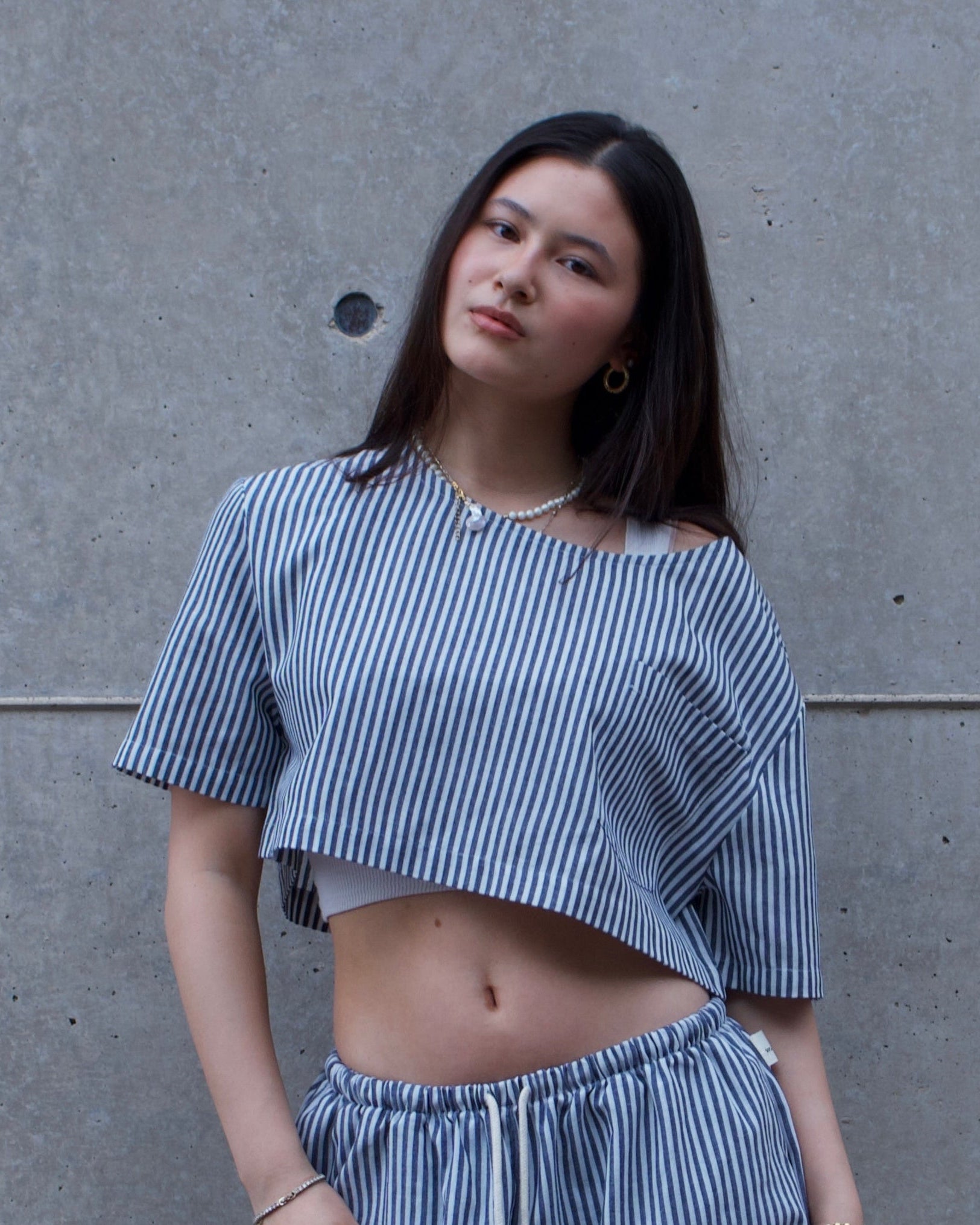 Earth Linen Staple Crop Top - Stripe