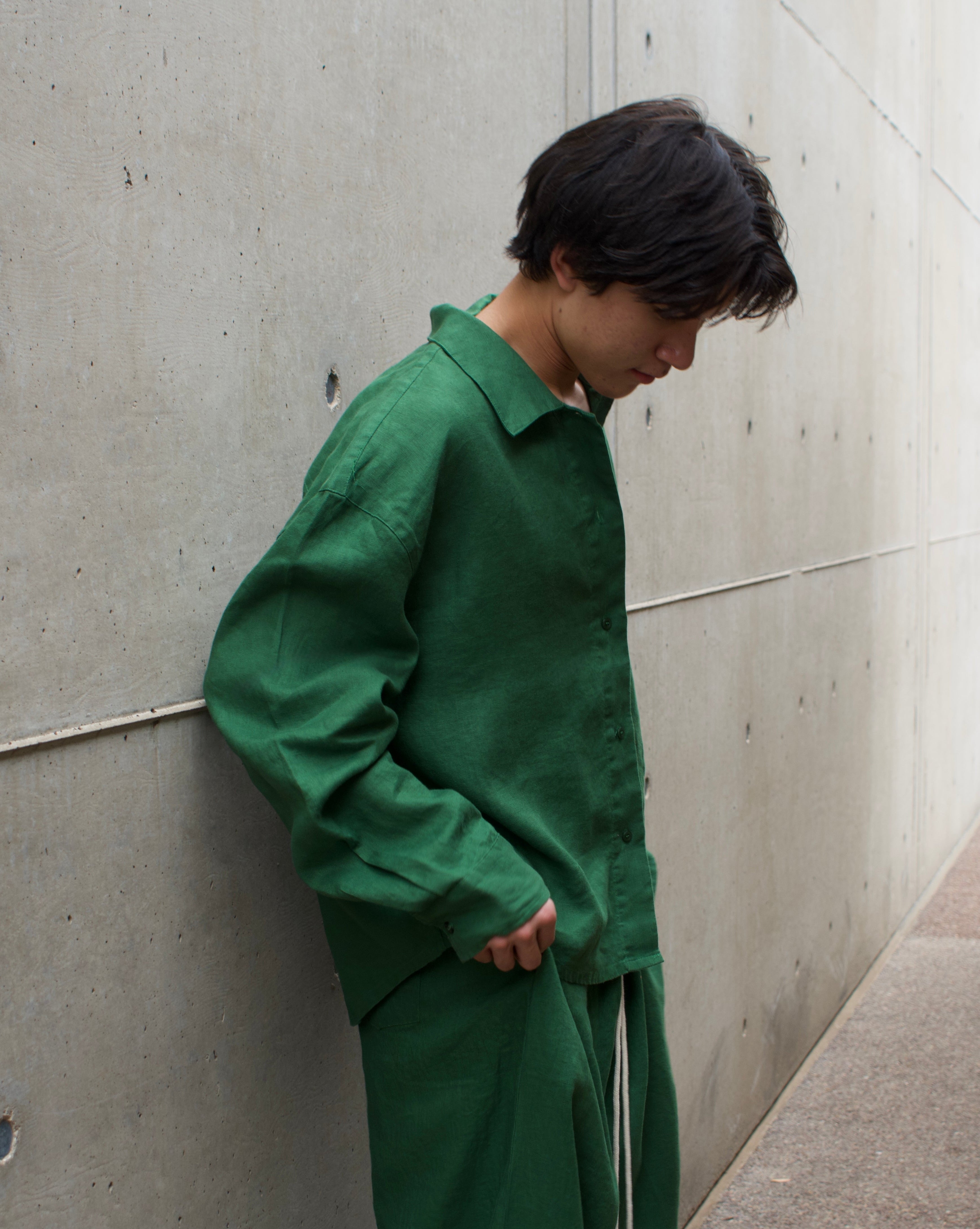 Breezy Earth Linen Button Up - Green