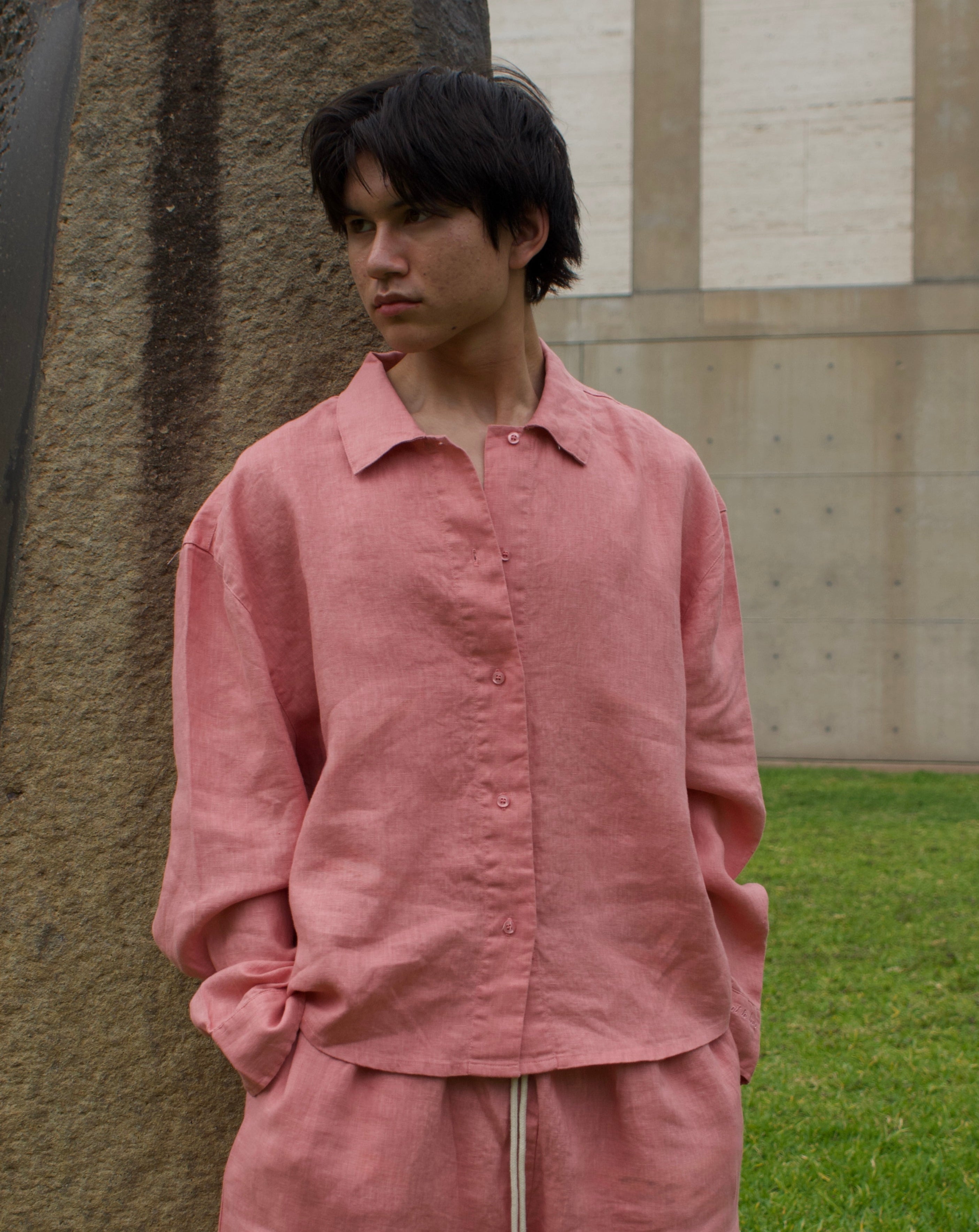 Breezy Earth Linen Button Up - Pink