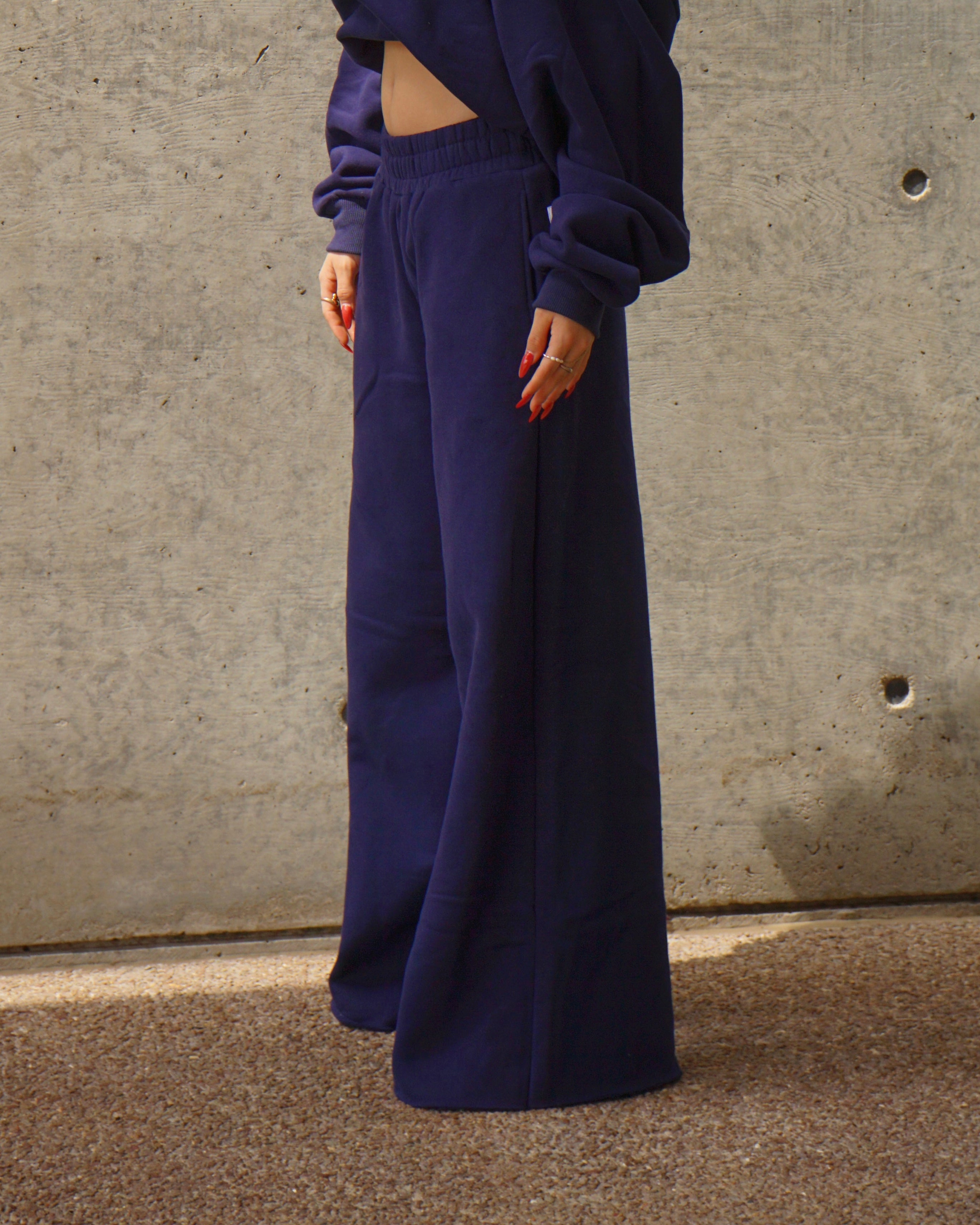 Cozy Cowboy Unisex Wide Leg Sweatpants - Navy