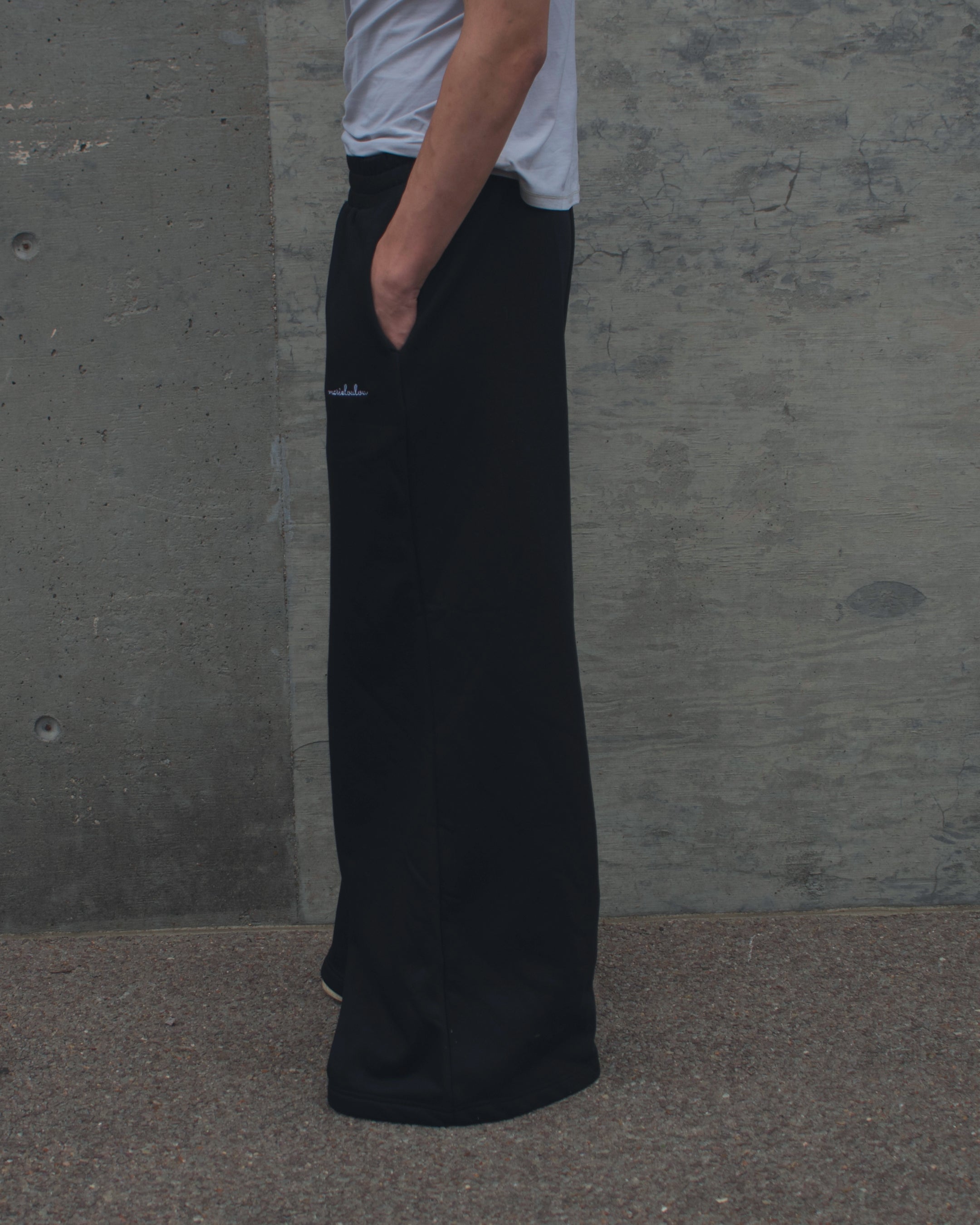 Essential Unisex Wide Leg Sweatpants - Black