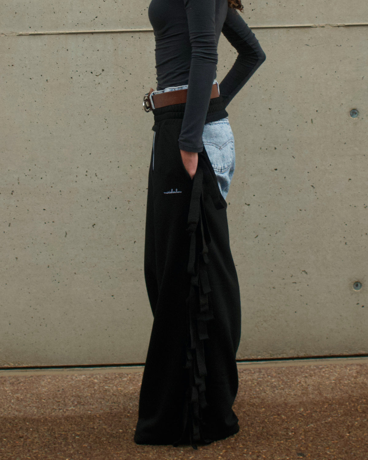 Cozy Cowboy Essential Wide-Leg Sweatpants Chaps — Black