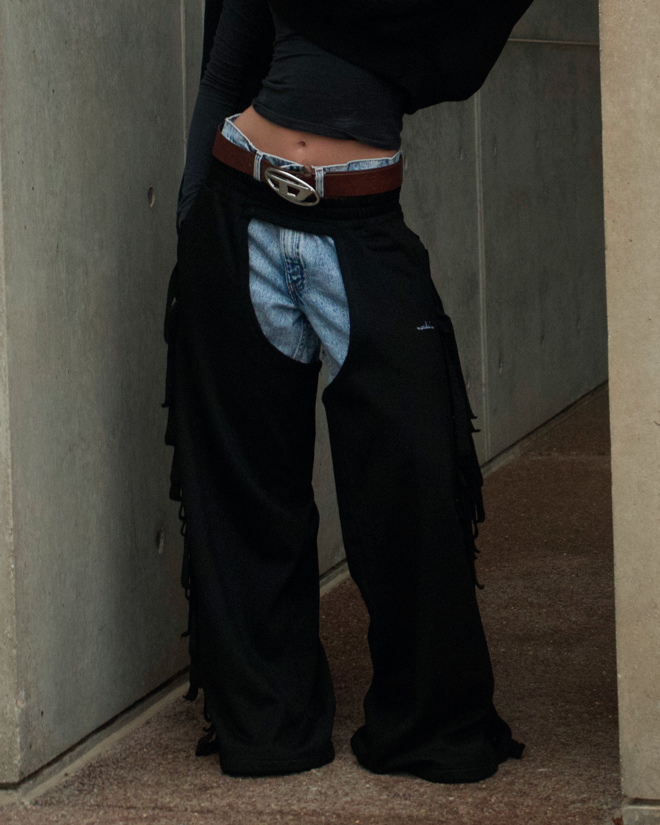 Essential Wide-Leg Sweatpants Chaps — Black