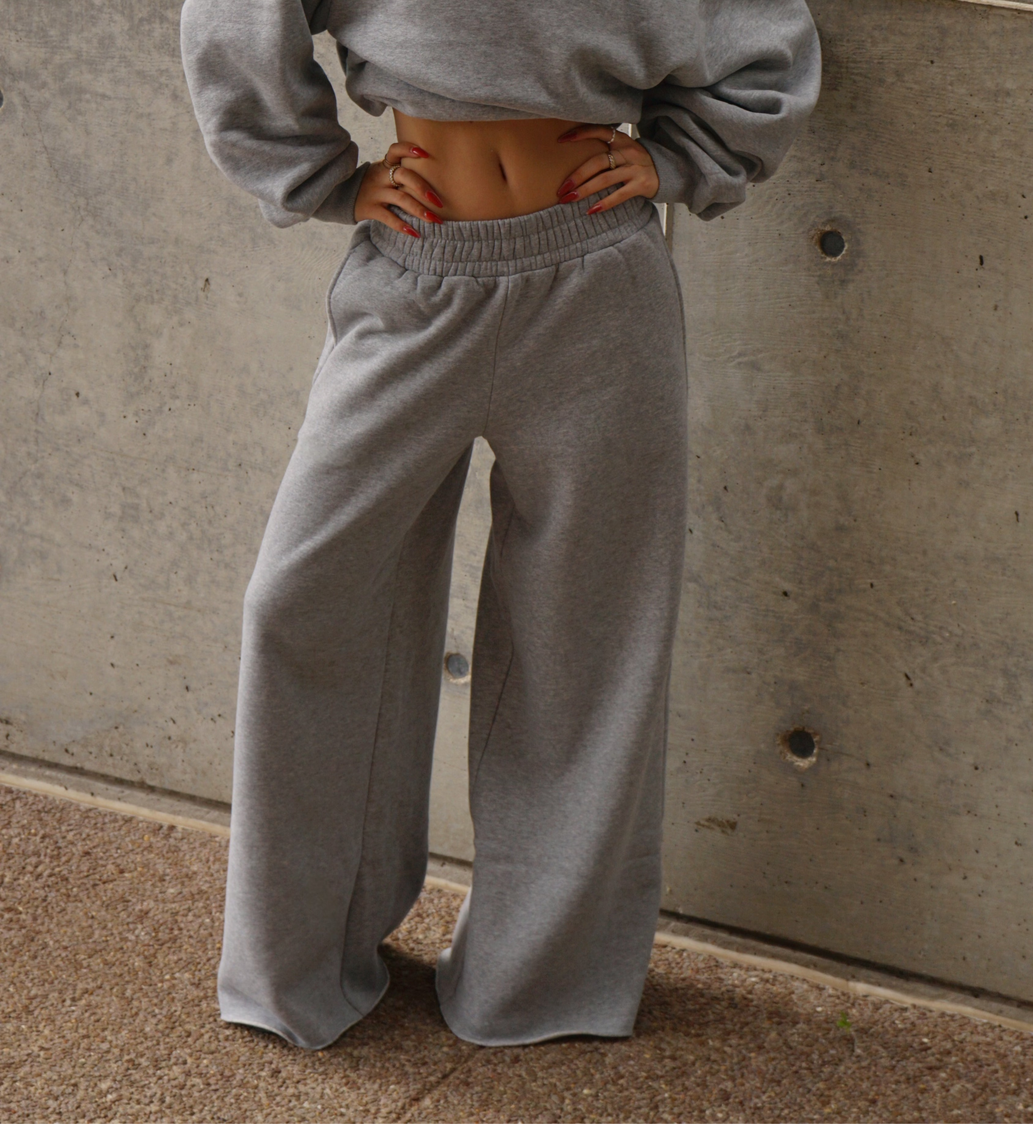 Cozy Cowboy Unisex Wide Leg Sweatpants | Gray | Marieloulou