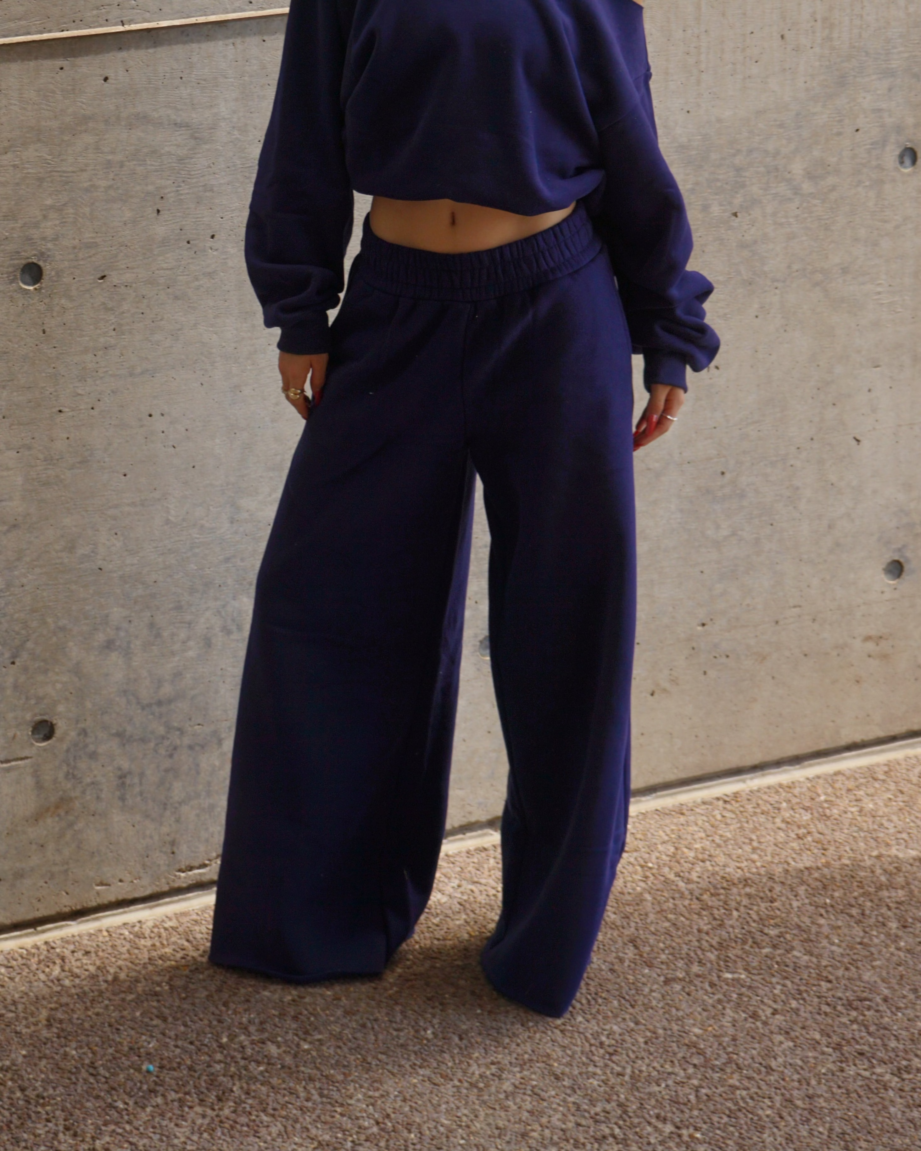 Cozy Cowboy Unisex Wide Leg Sweatpants - Navy