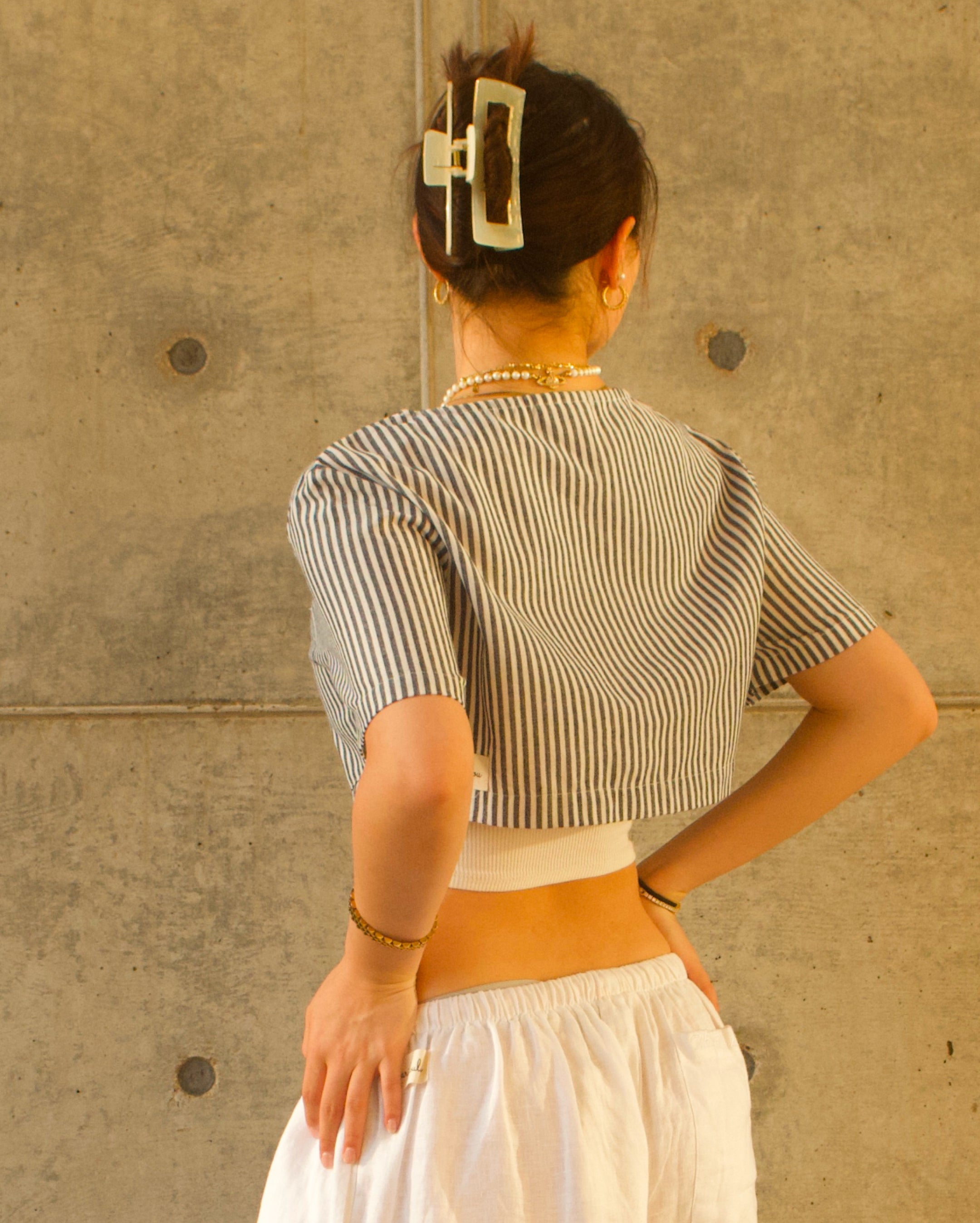 Linen Staple Crop Top - Stripe