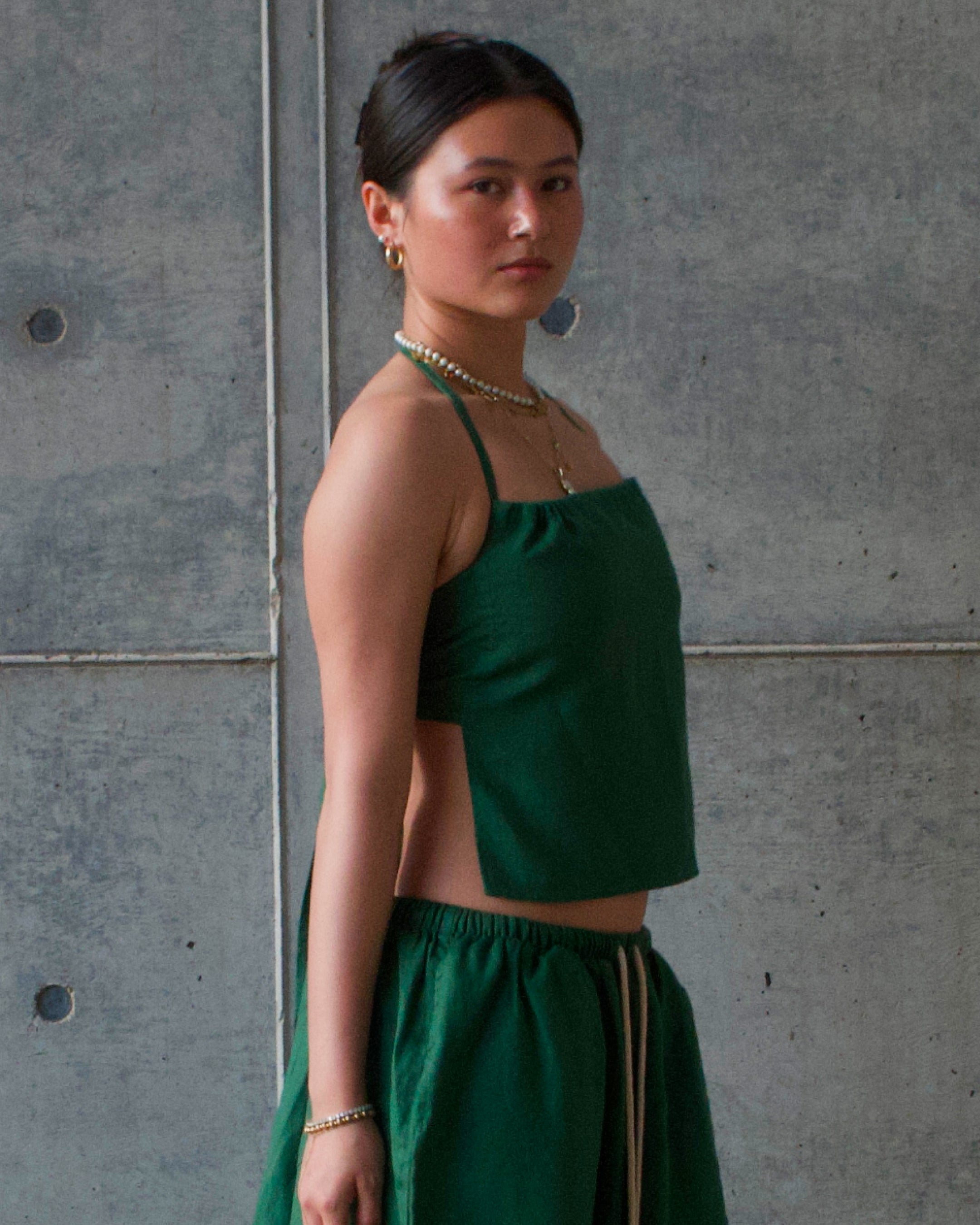 Linen Napkin Top - Green