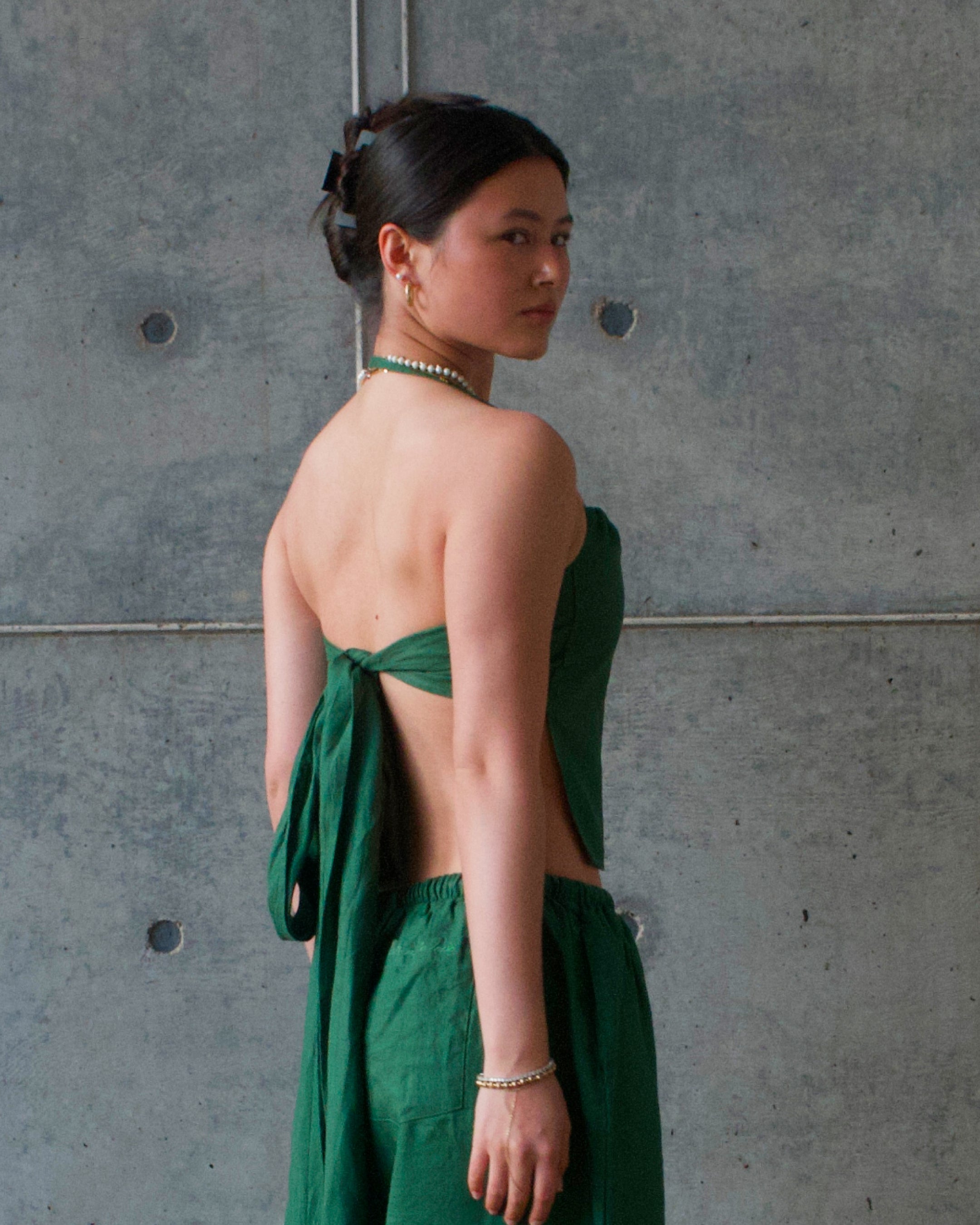 Linen Napkin Top - Green