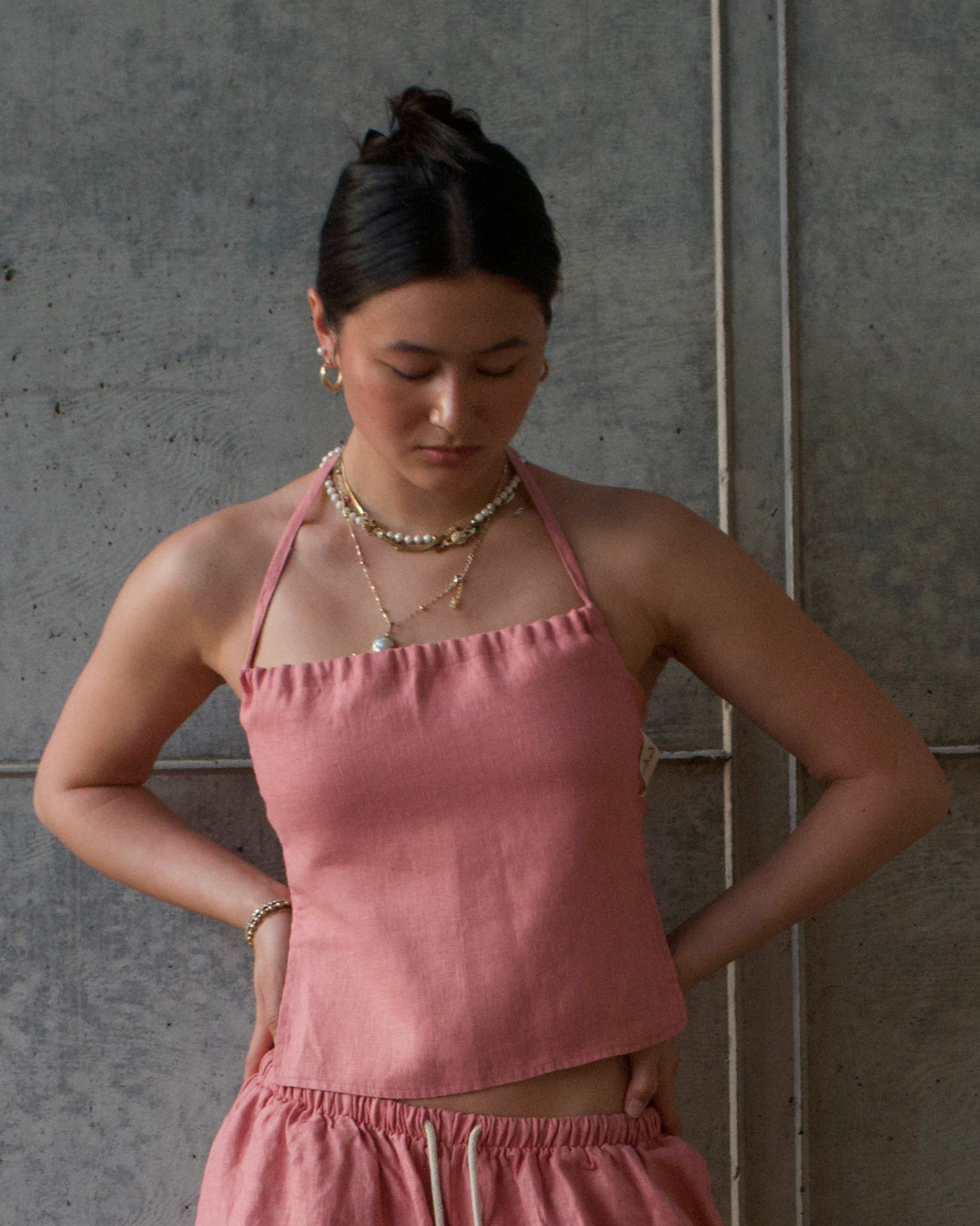 Linen Napkin Top - Pink