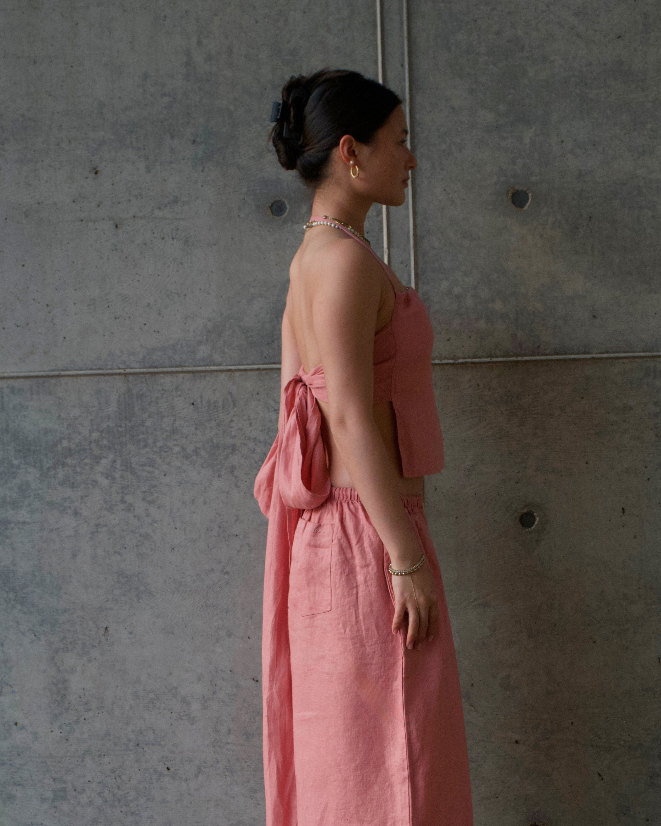 Linen Napkin Top - Pink