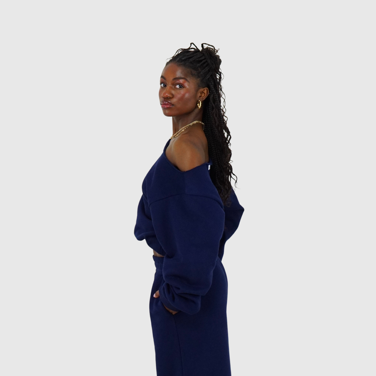 Essential Off Shoulder Crewneck Sweatshirt