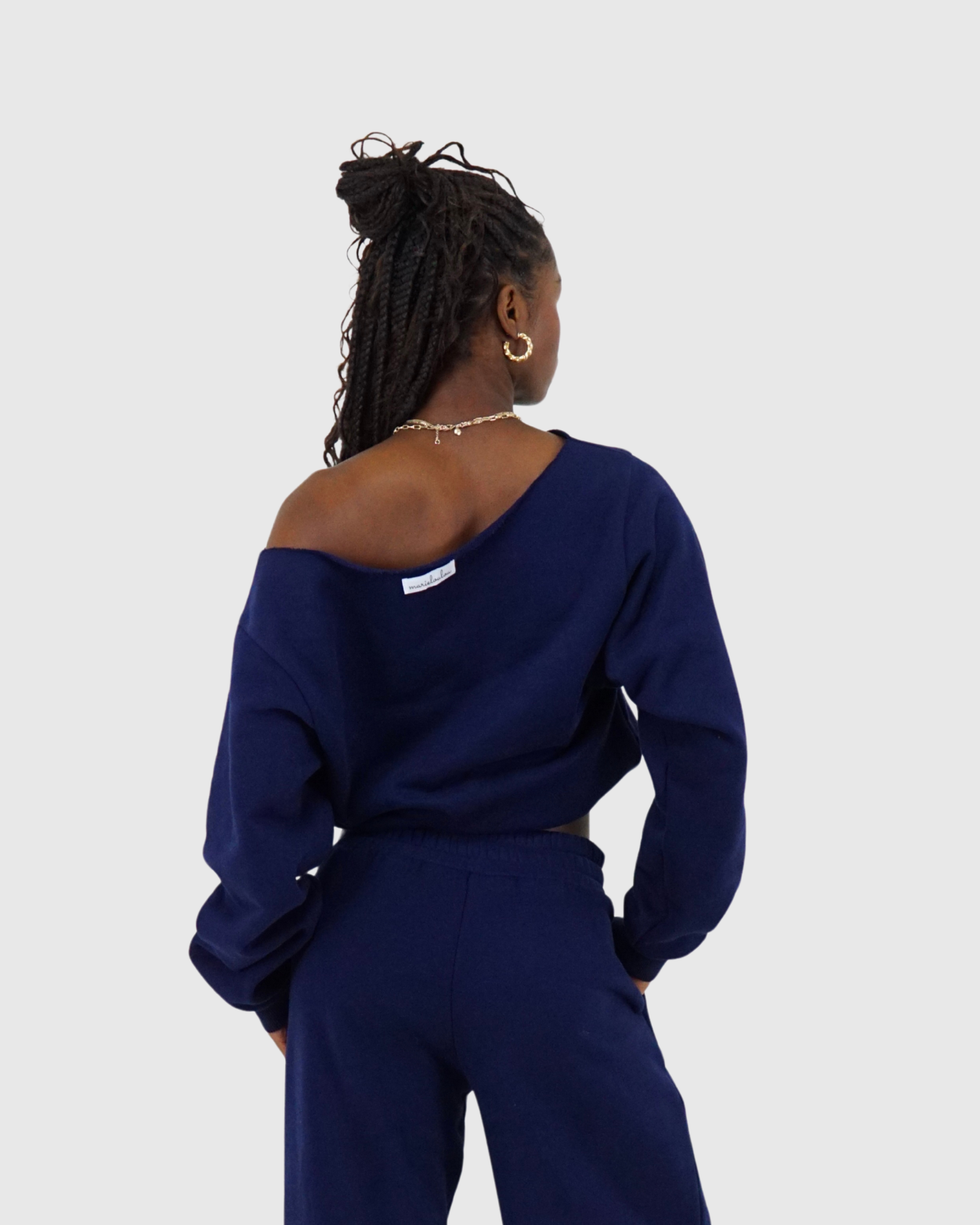 Cozy Cowboy Shoulder Crewneck Sweatshirt - Navy