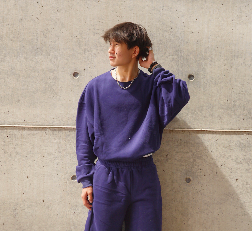 Marieloulou Essential Collection sweatshirt and sweatpants in navy blue, wide leg