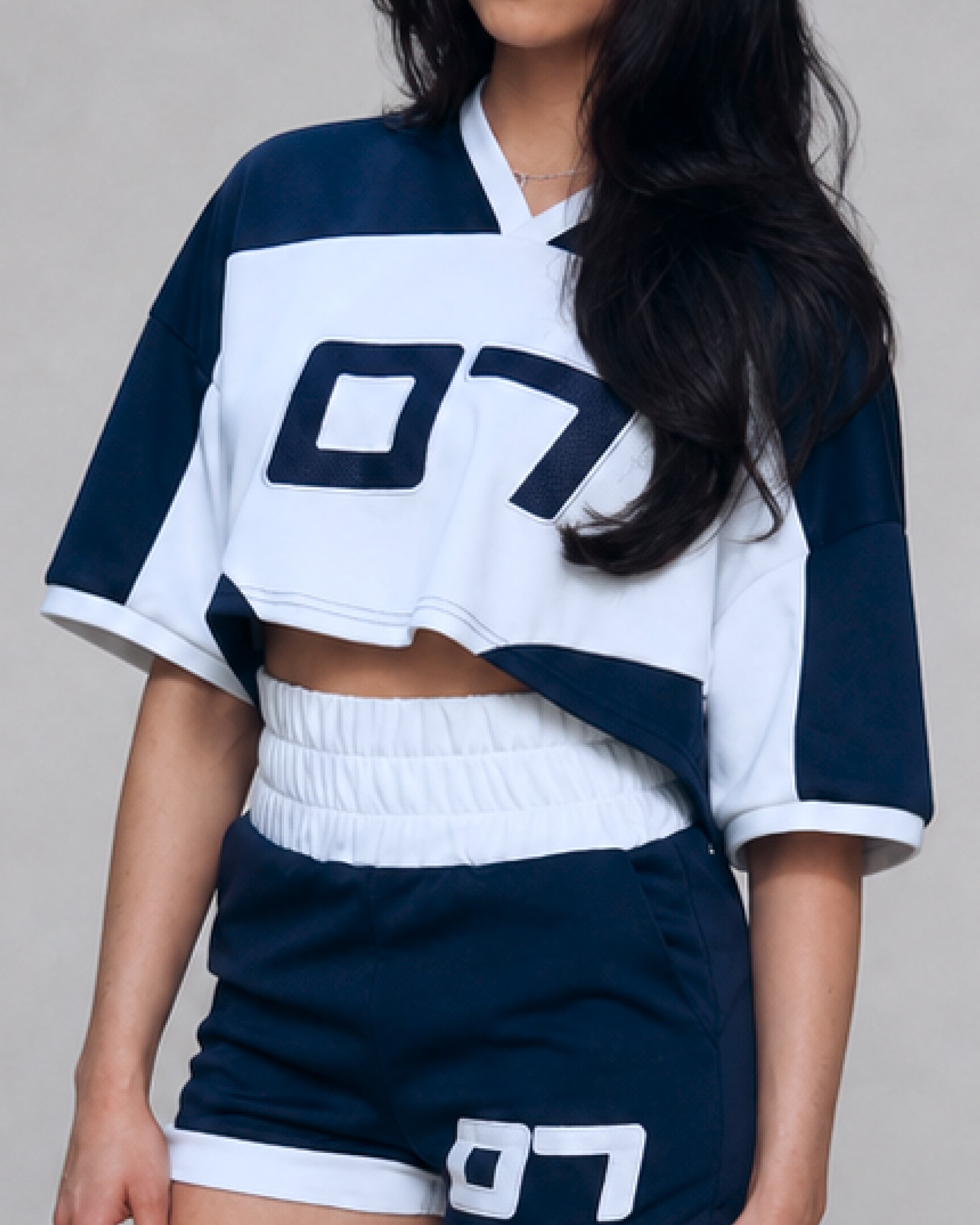 07' Cropped Jersey Crewneck - Navy