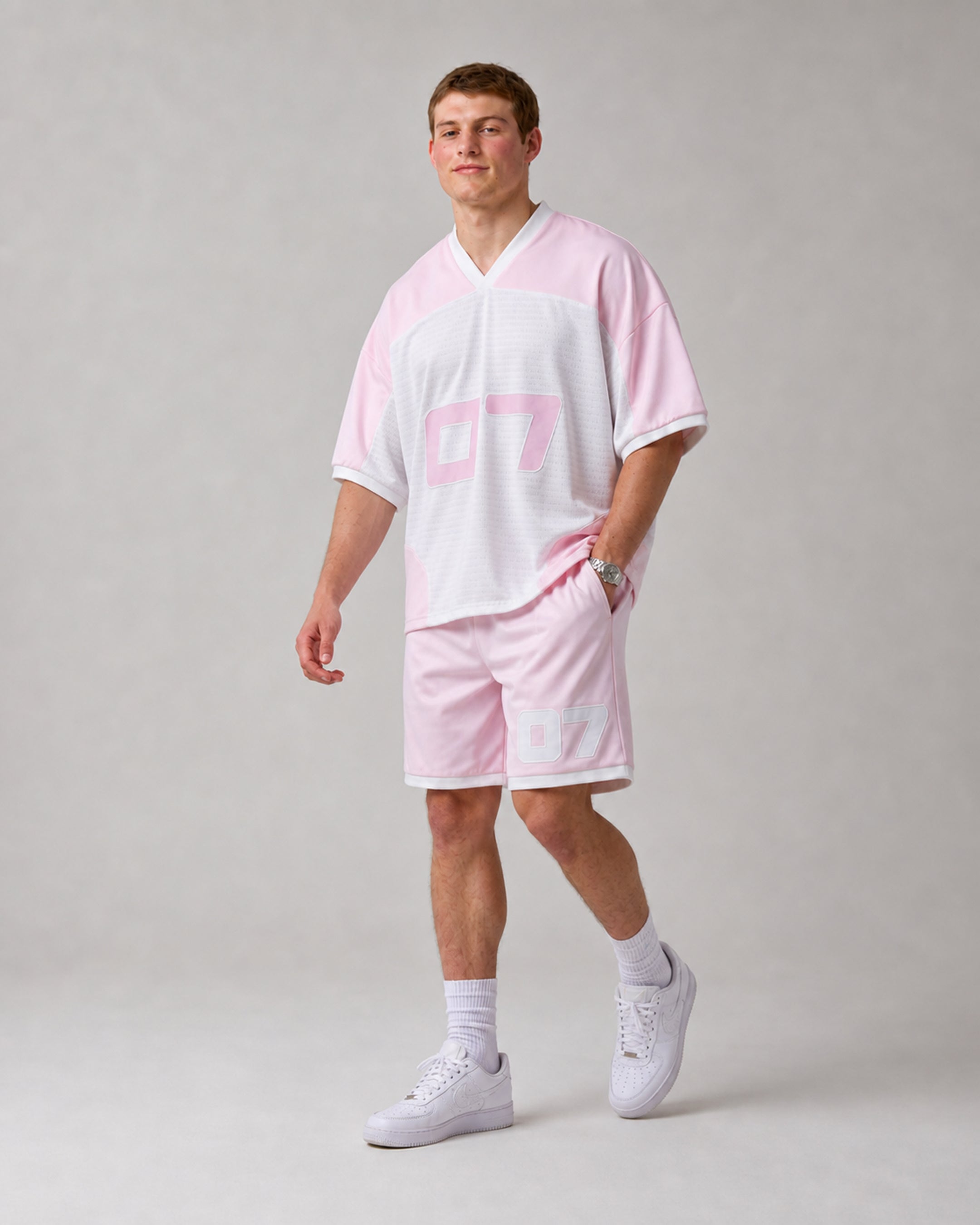 07' Long Jersey Shorts - Pink