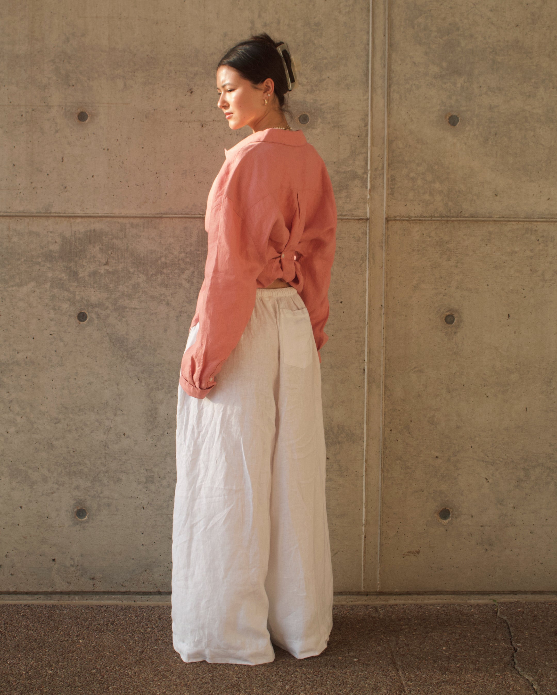 Breezy Linen Button Up - Pink