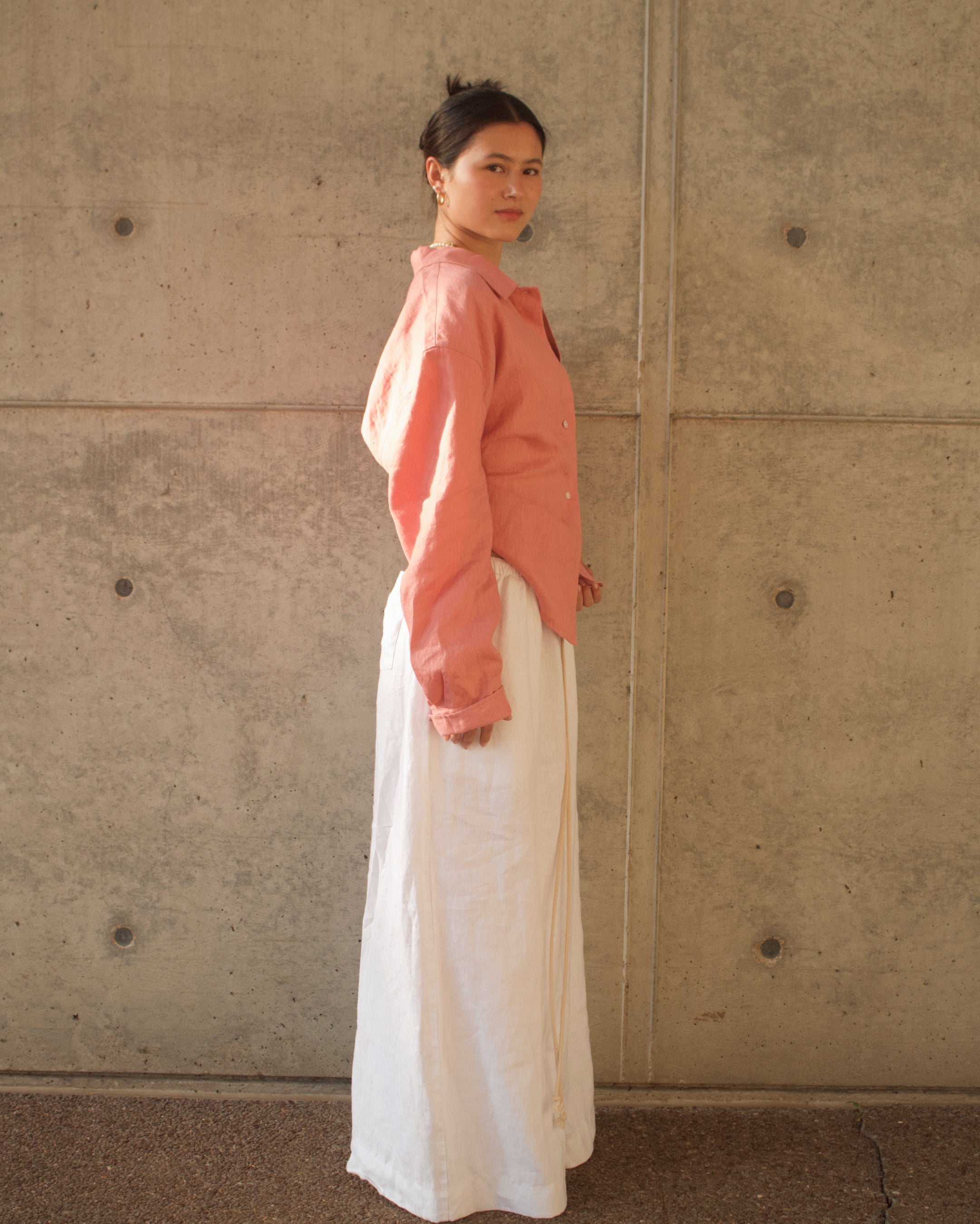 Breezy Linen Button Up - Pink