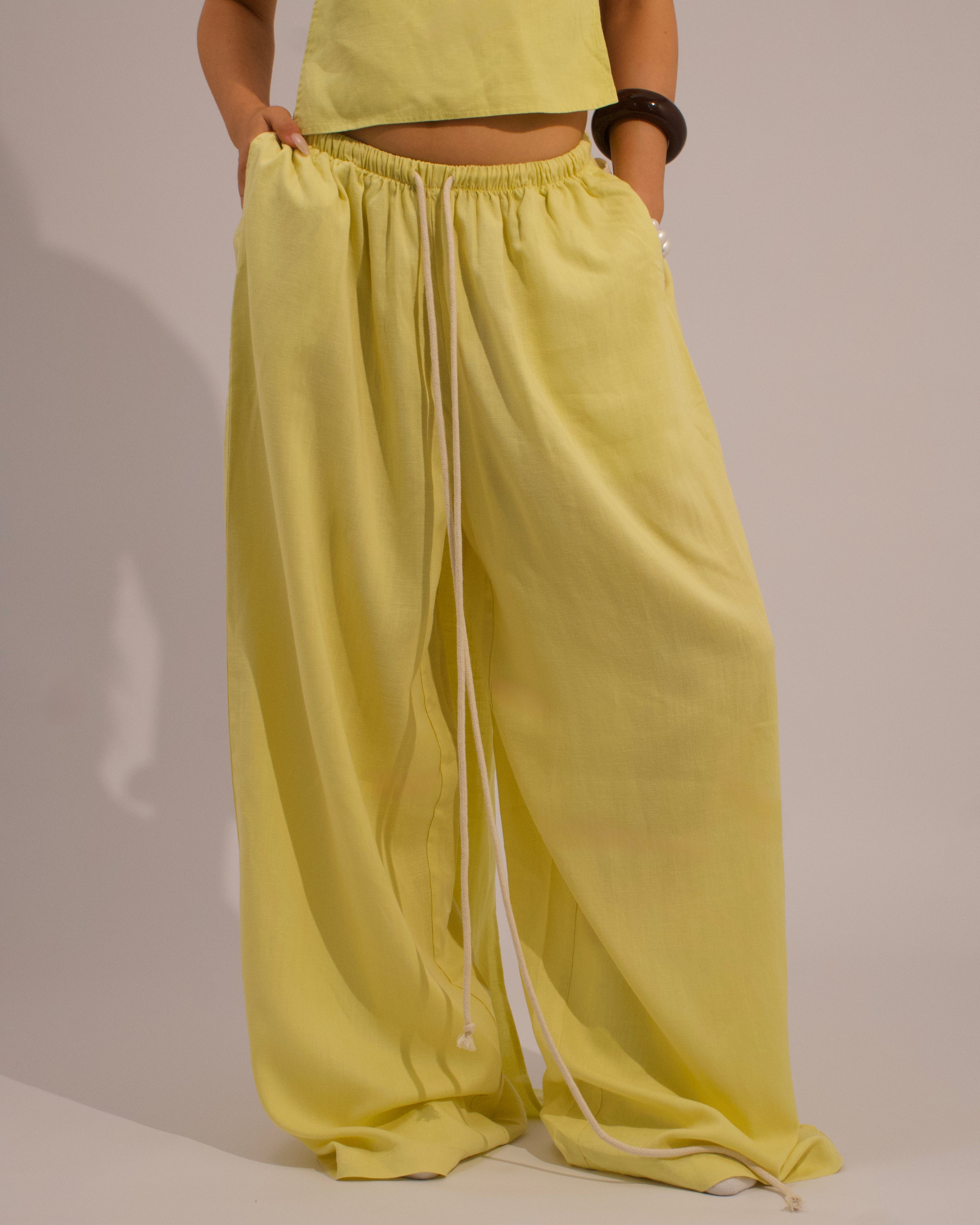 THE Earth Linen Pants - Lemon Yellow