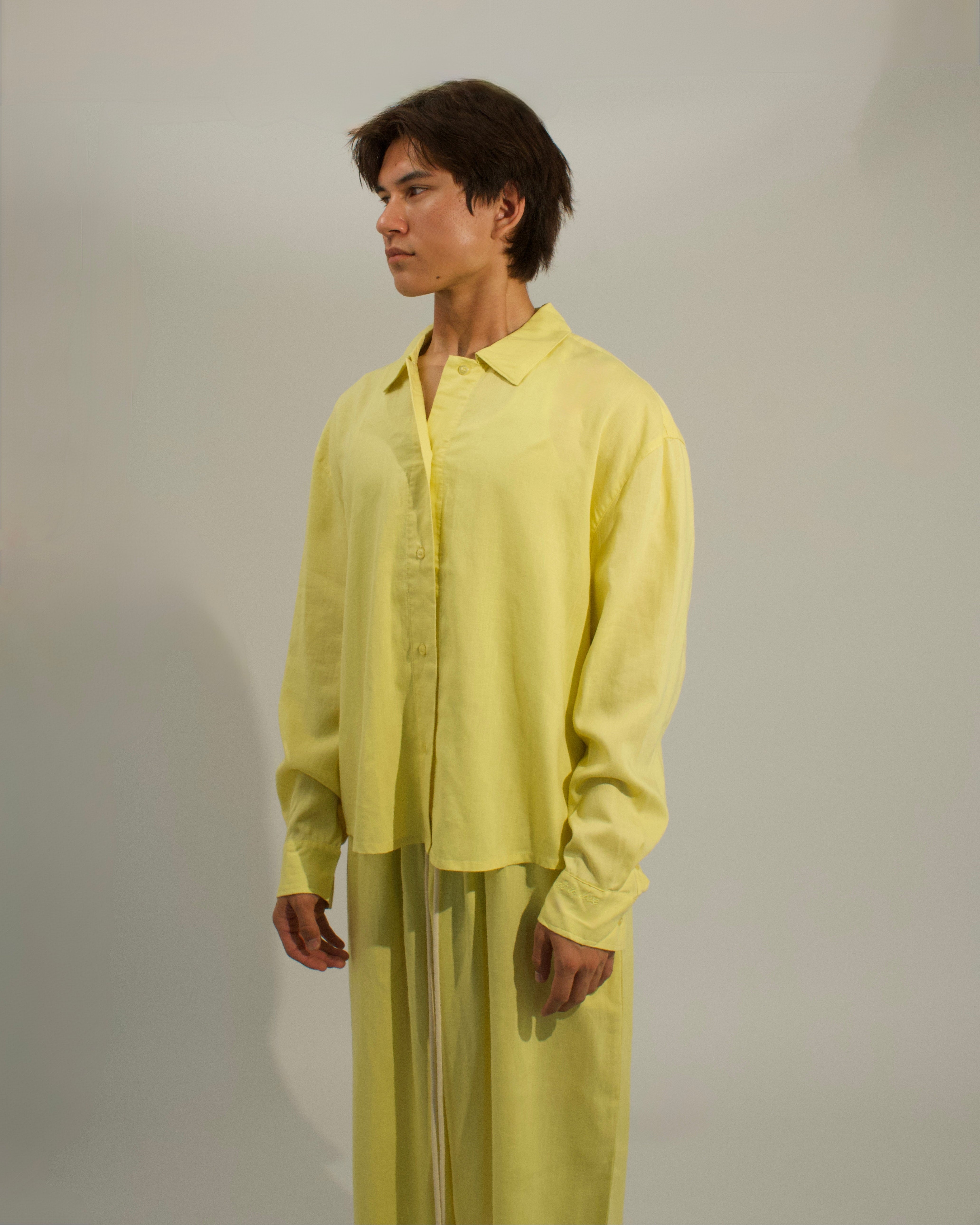 Breezy Earth Linen Button Up - Lemon Yellow
