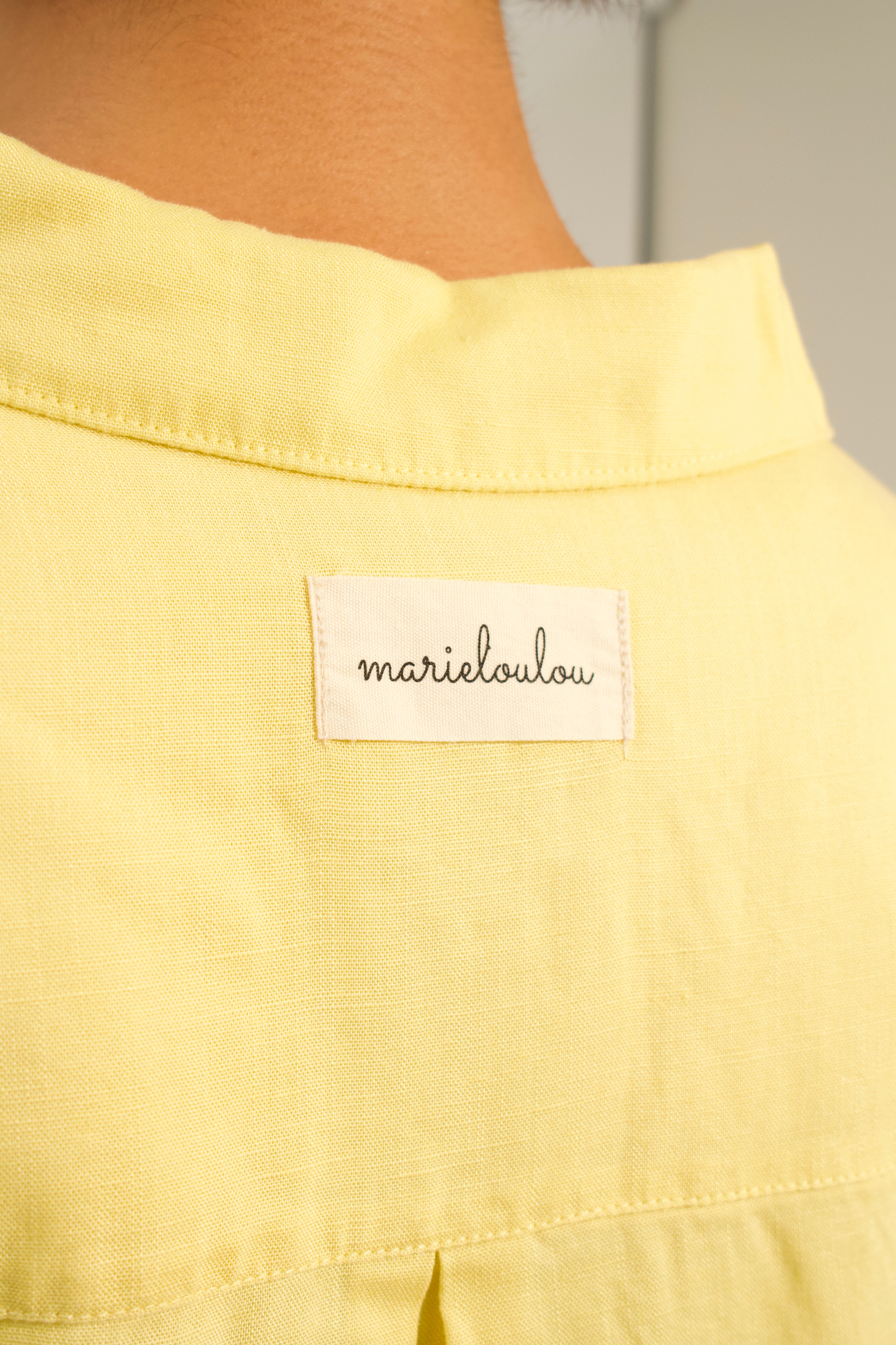 Breezy Earth Linen Button Up - Lemon Yellow