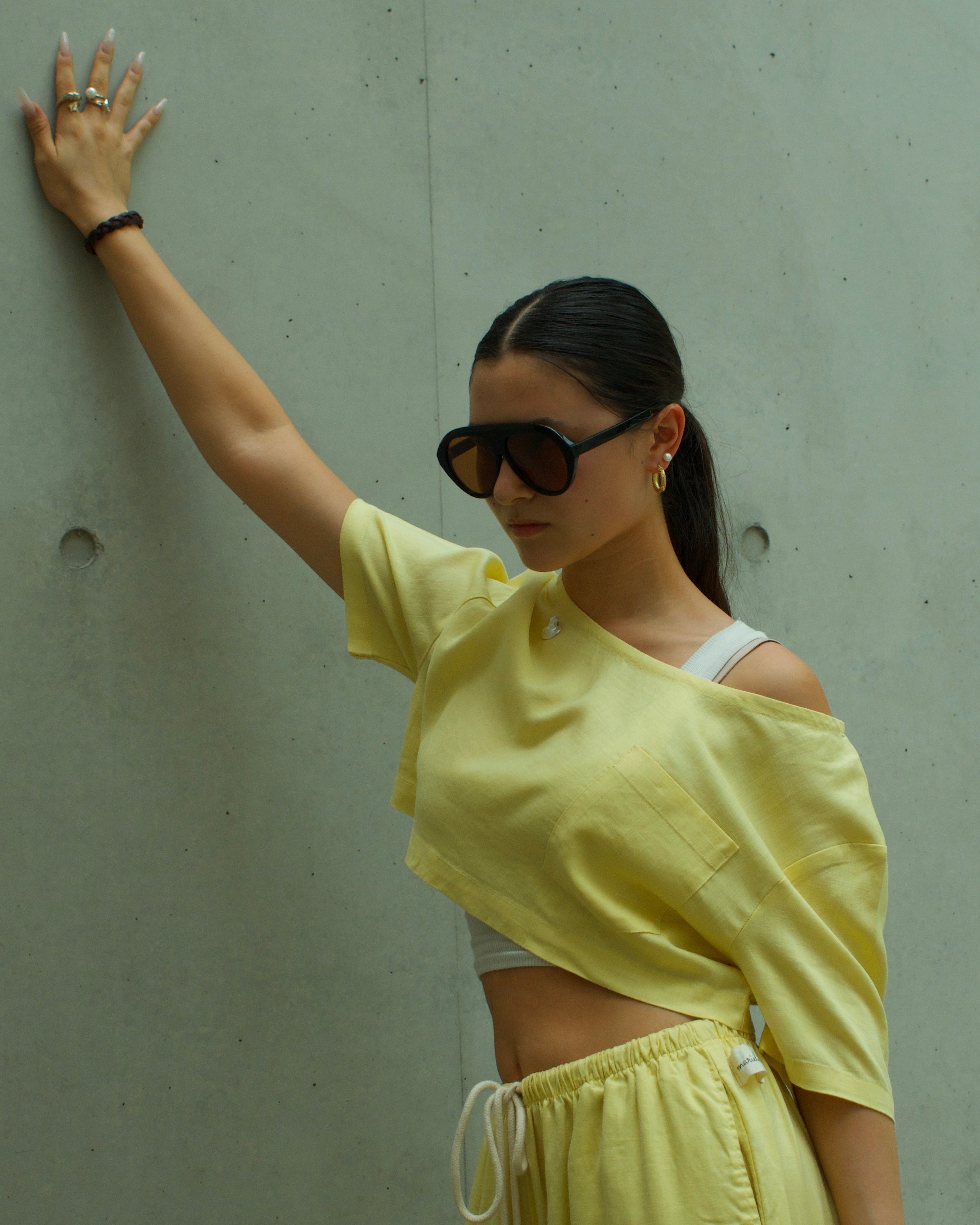 Earth Linen Staple Crop Top - Lemon Yellow