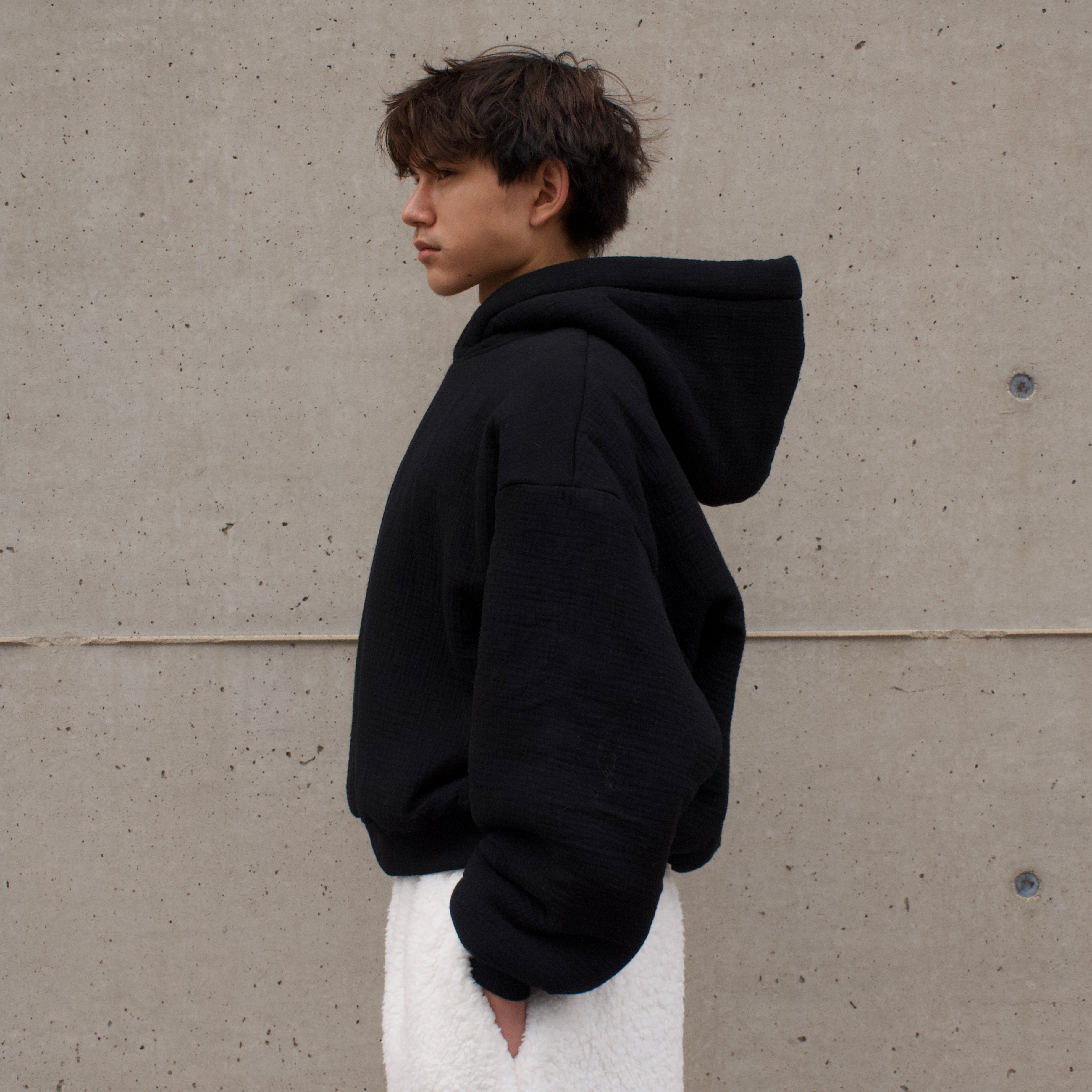 Homebody Blanket Hoodie | Sherpa-Lined Bubble Gauze | Marieloulou