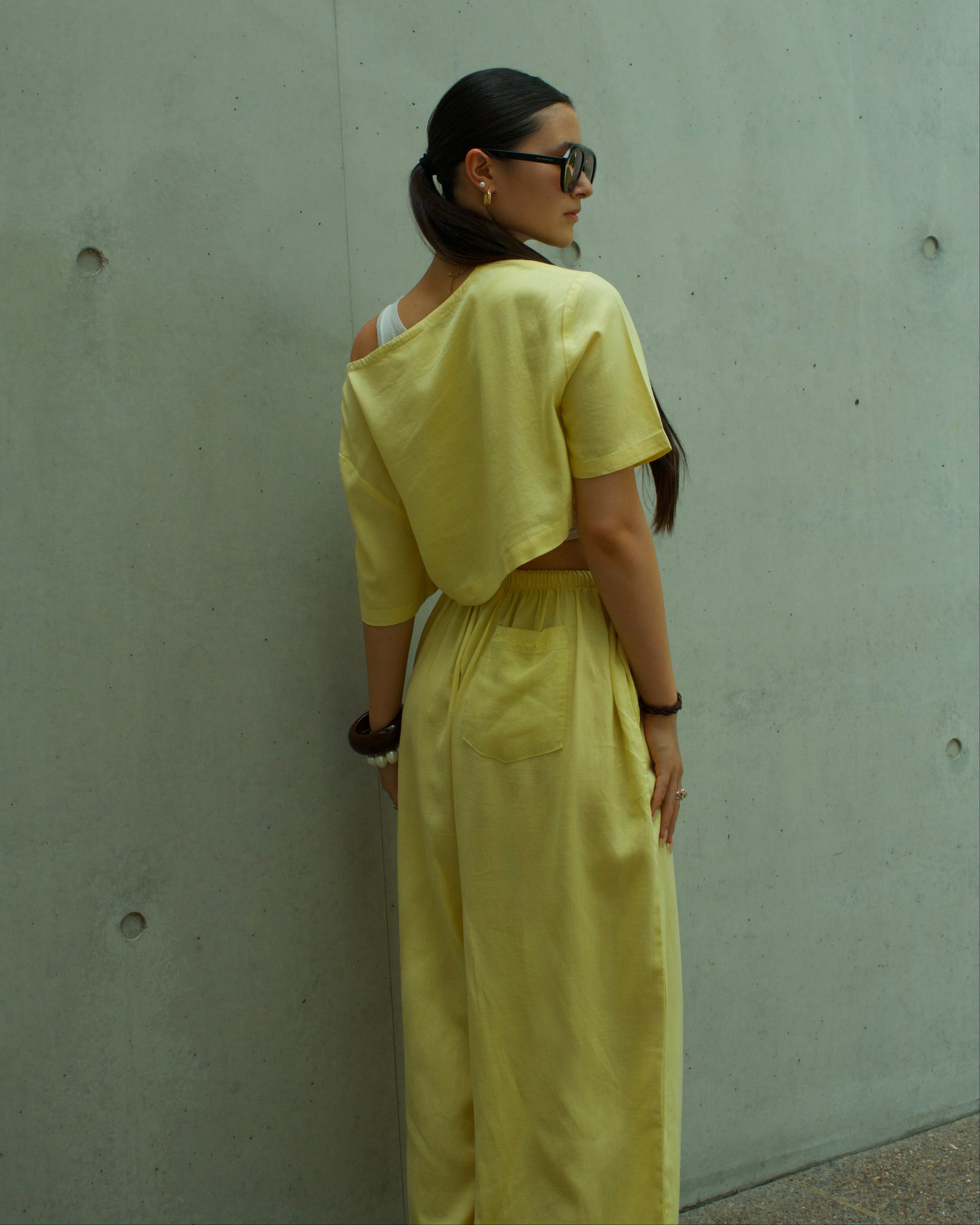 Earth Linen Staple Crop Top - Lemon Yellow