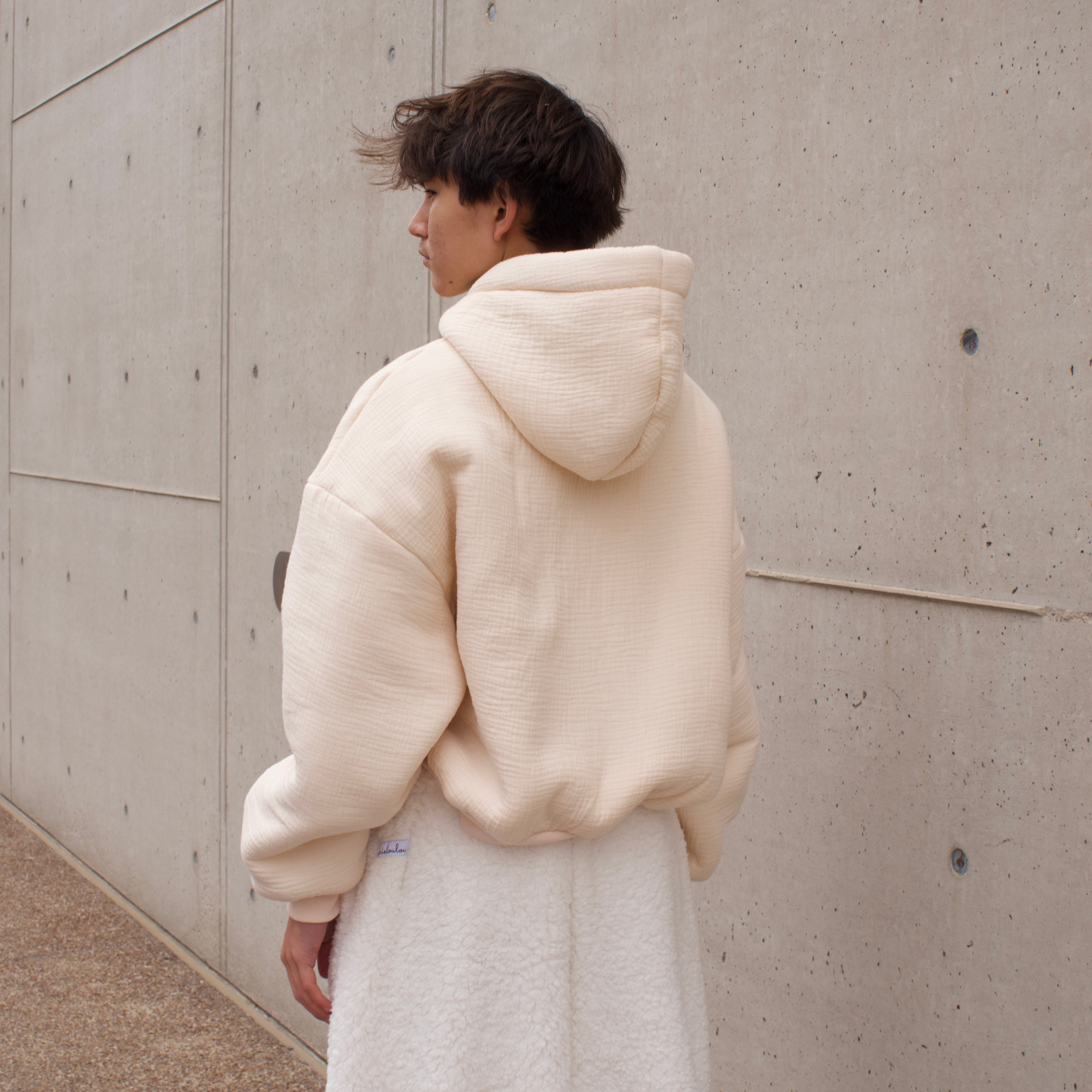 Homebody Blanket Hoodie | Sherpa-Lined Bubble Gauze | Marieloulou
