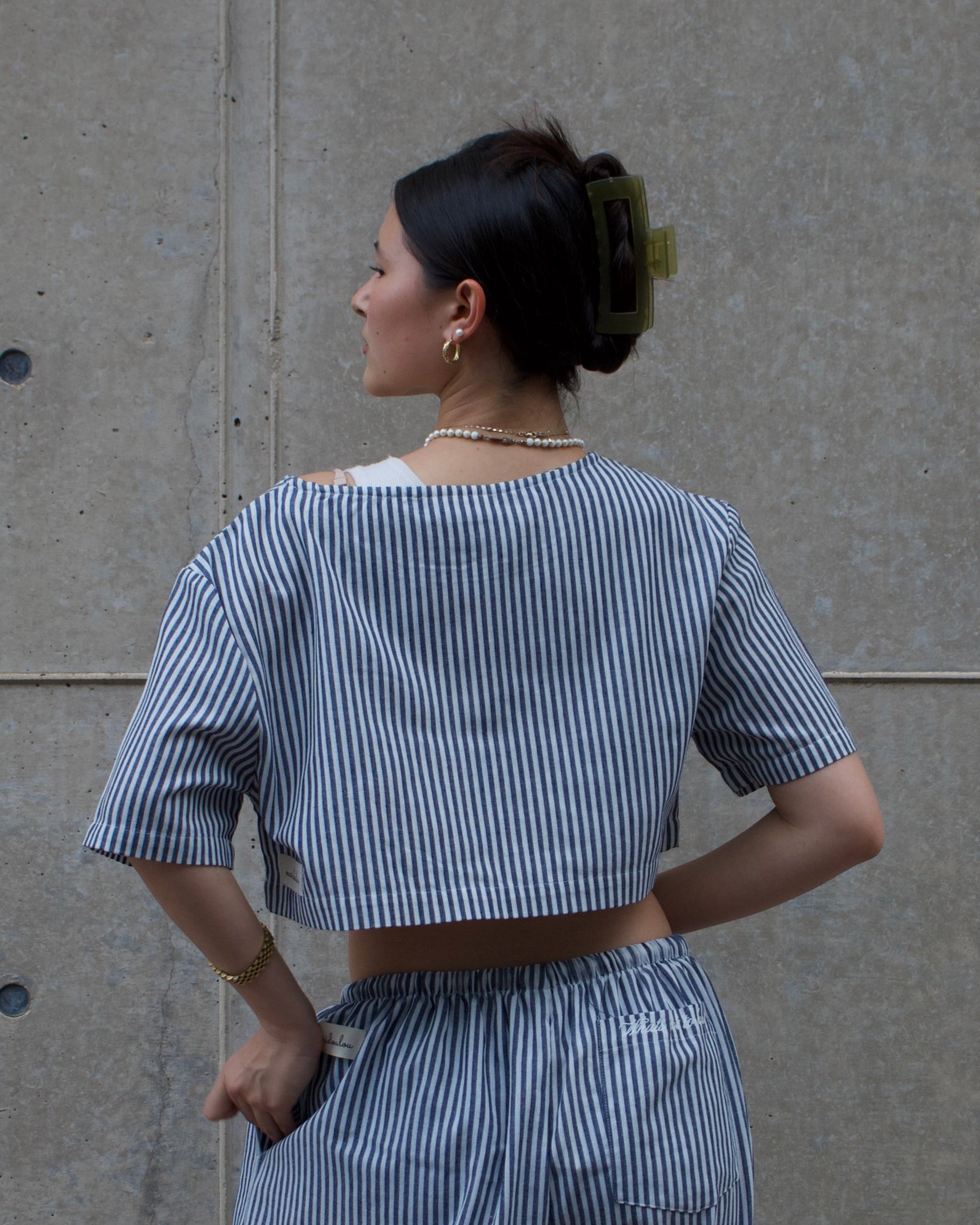 Earth Linen Staple Crop Top - Stripe