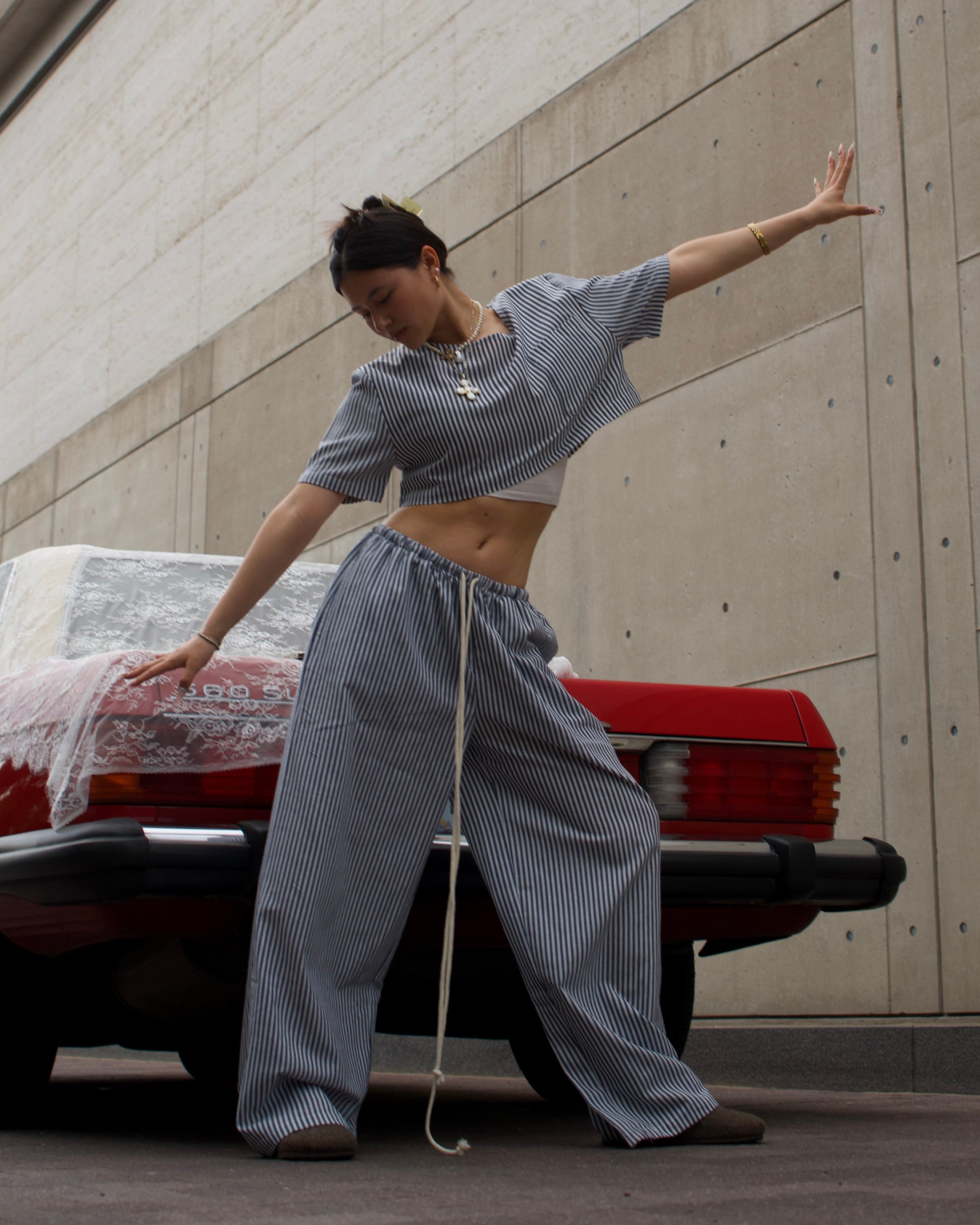 Earth Linen Staple Crop Top - Stripe
