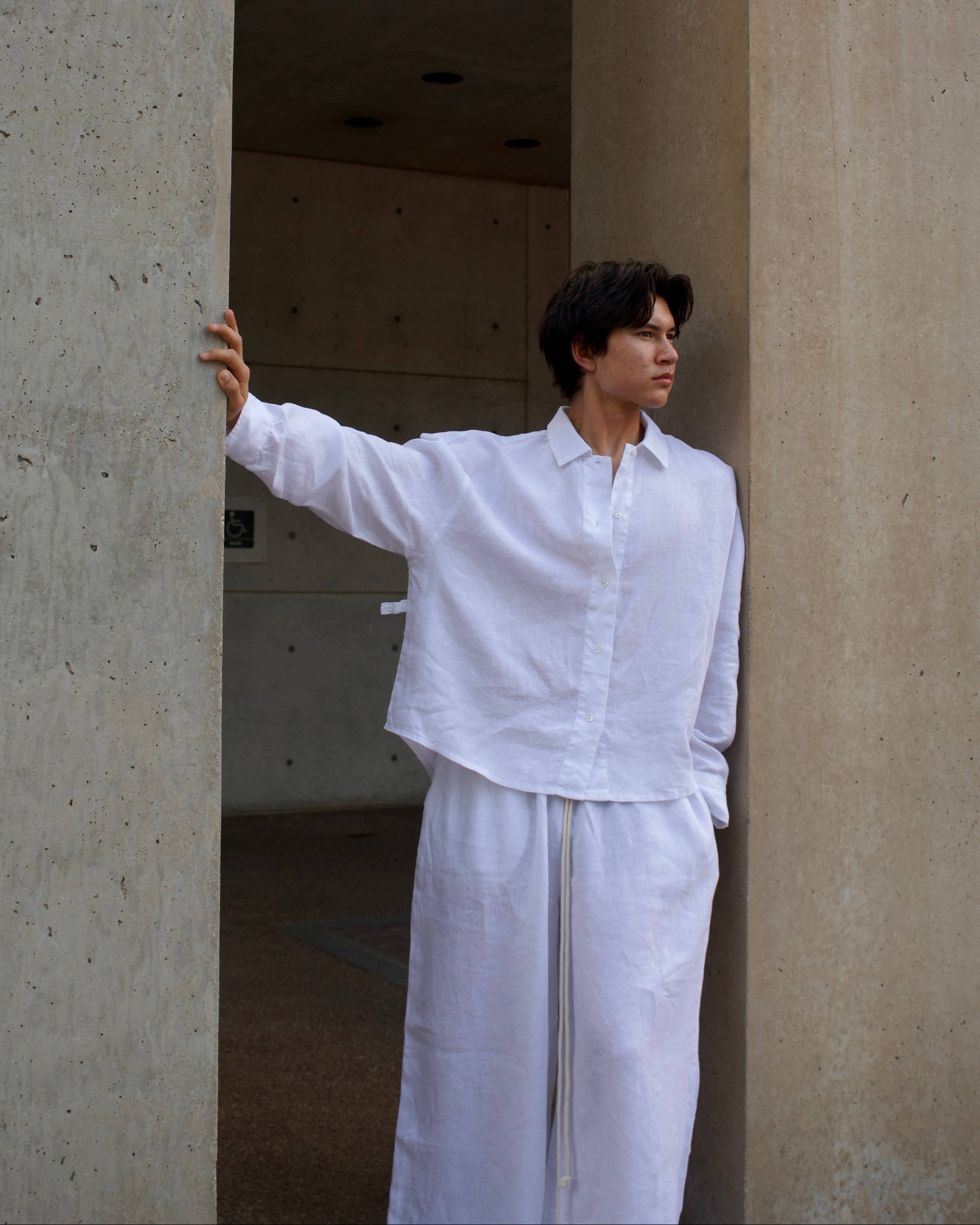 Breezy Earth Linen Button Up - White