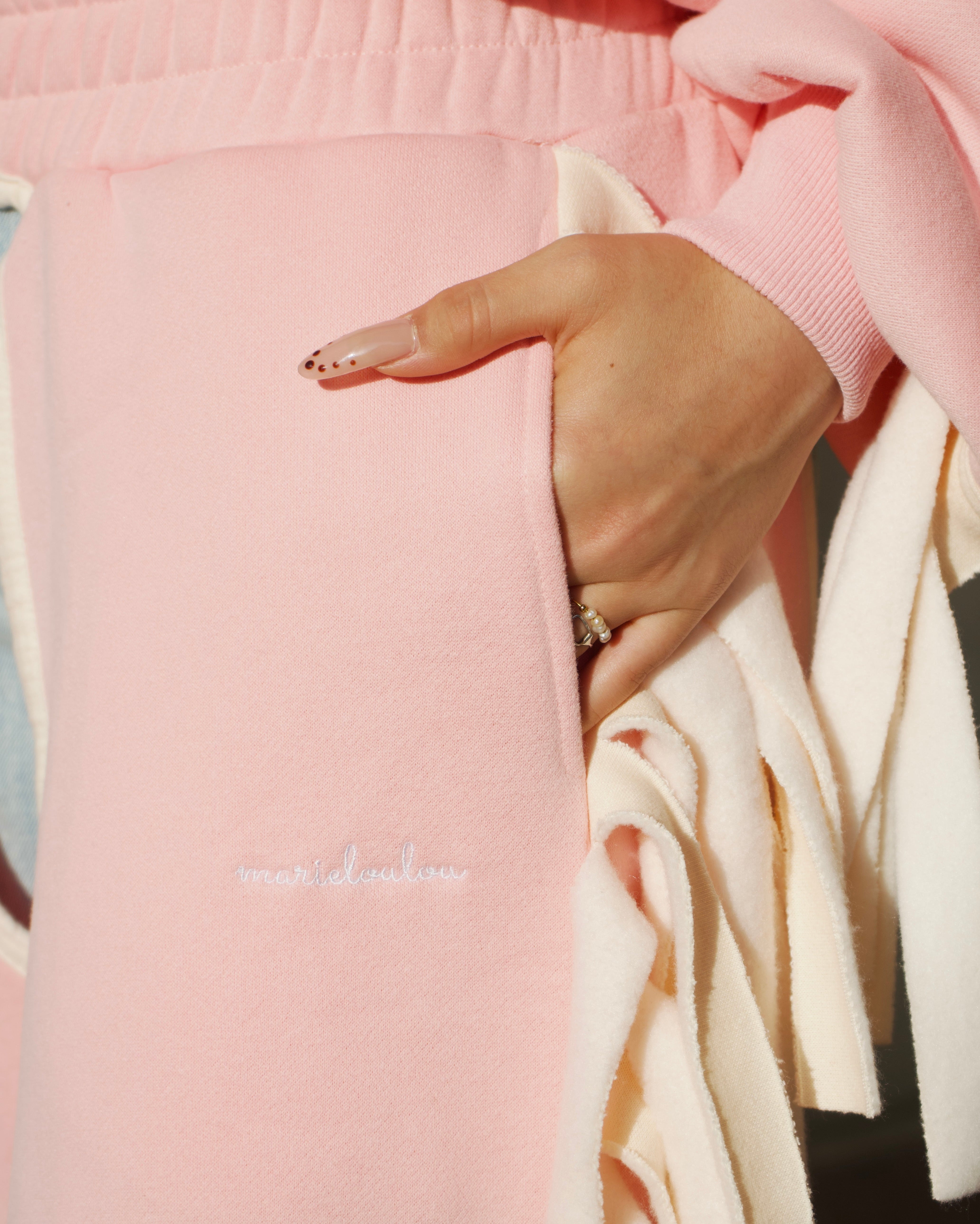 Cozy Cowboy Essential Wide-Leg Sweatpants Chaps— Pink and Beige