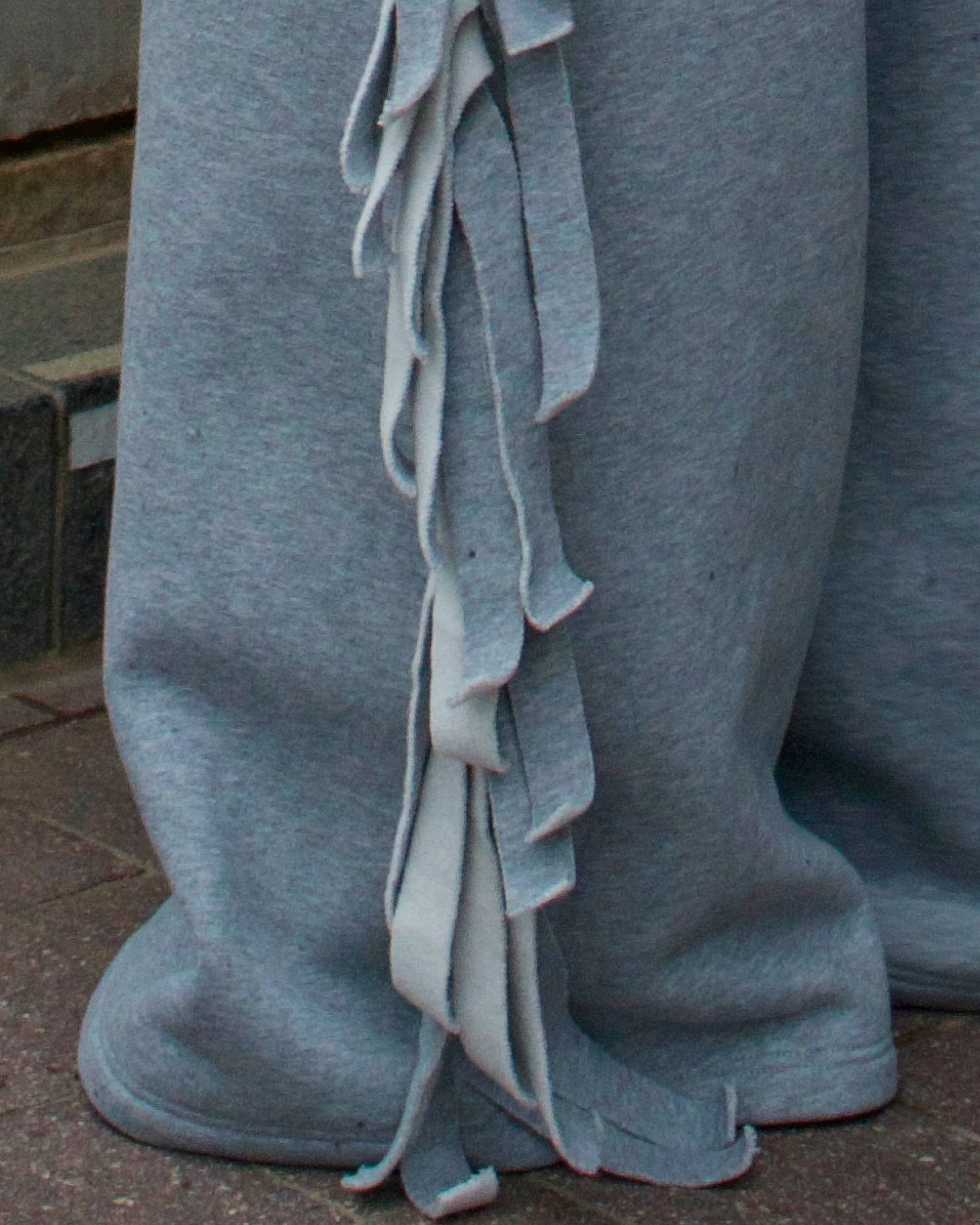 Essential Fringe Wide-Leg Sweatpants — Gray