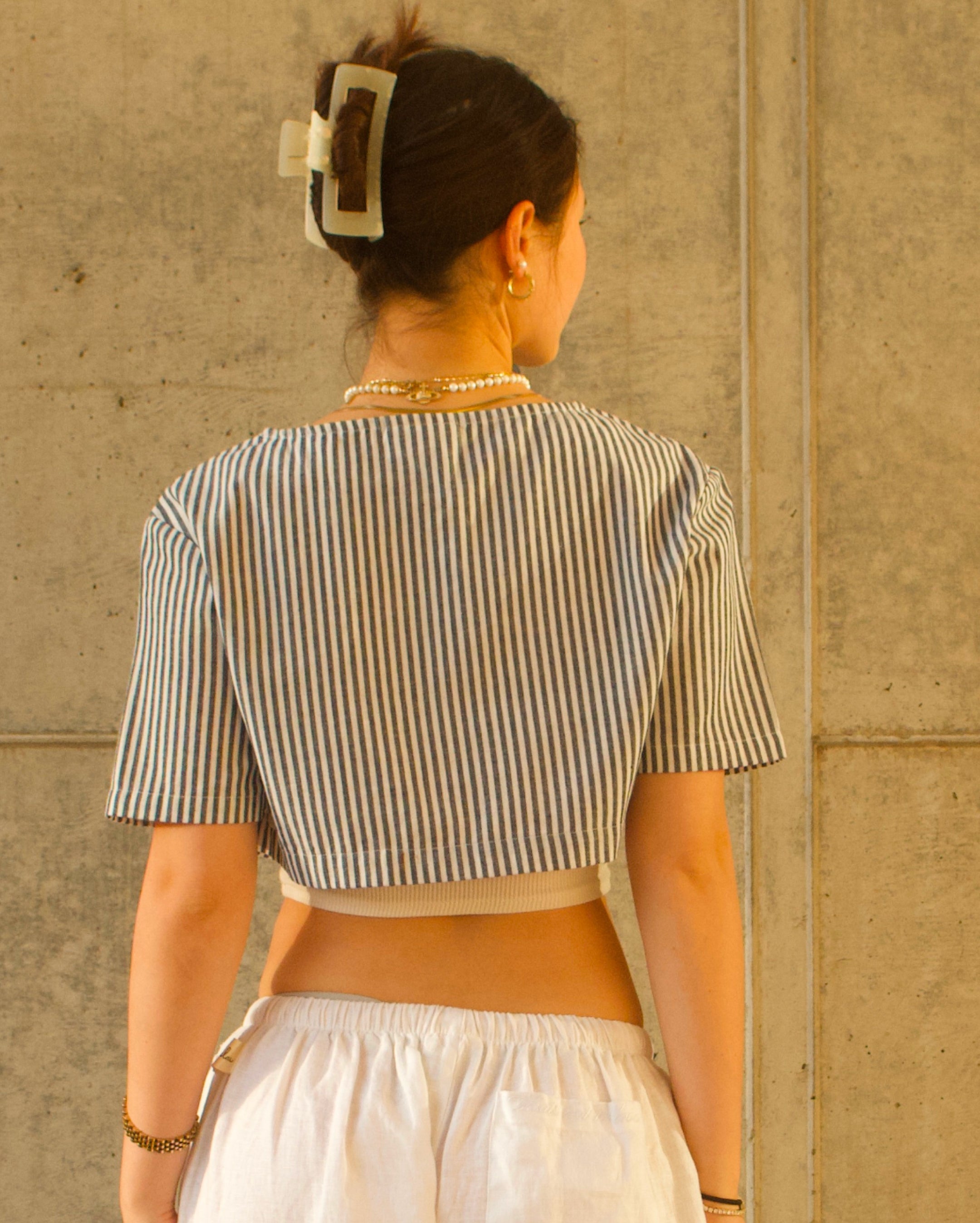Linen Staple Crop Top - Stripe