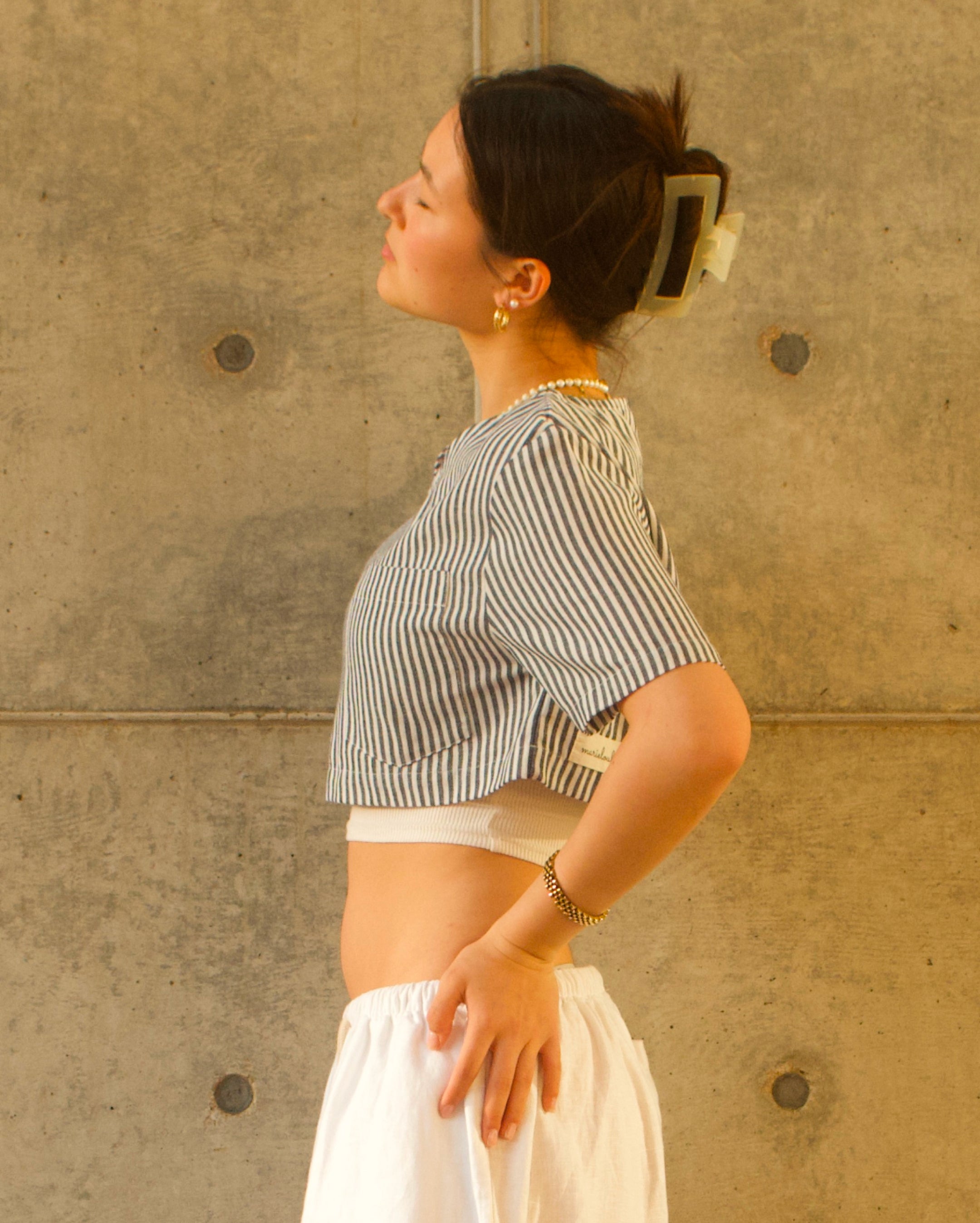 Linen Staple Crop Top - Stripe