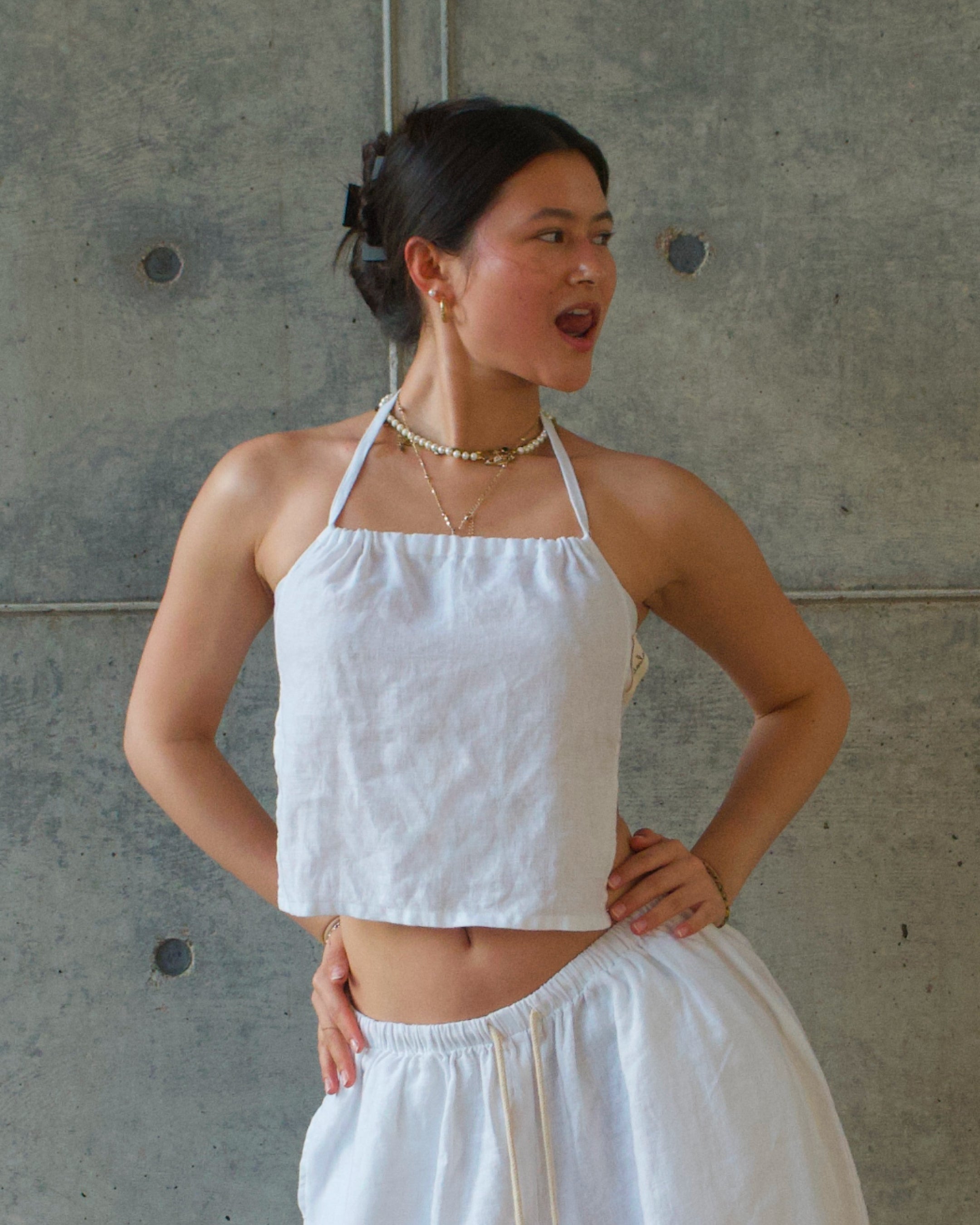 Earth Linen Napkin Top - White