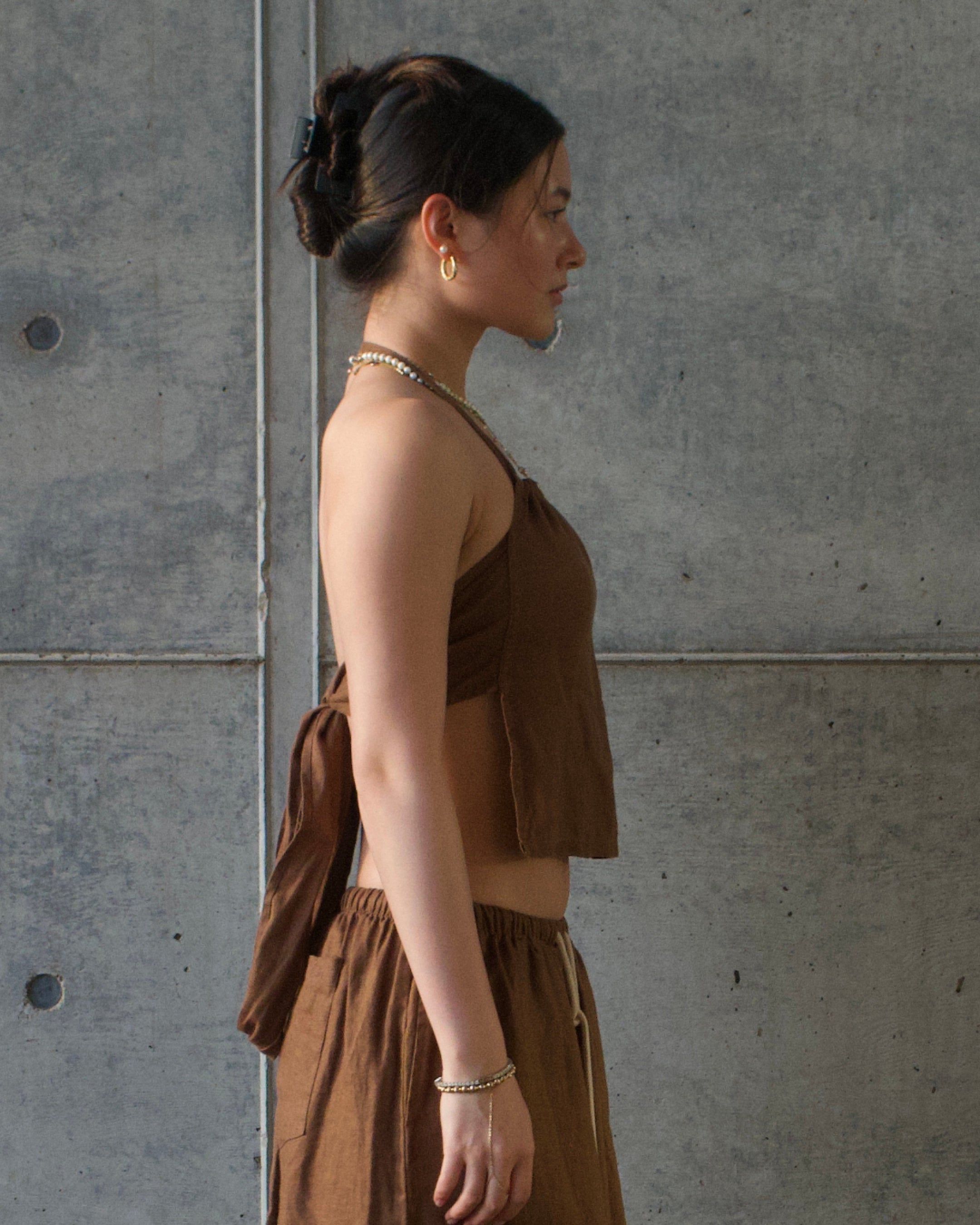 Earth Linen Napkin Top - Brown