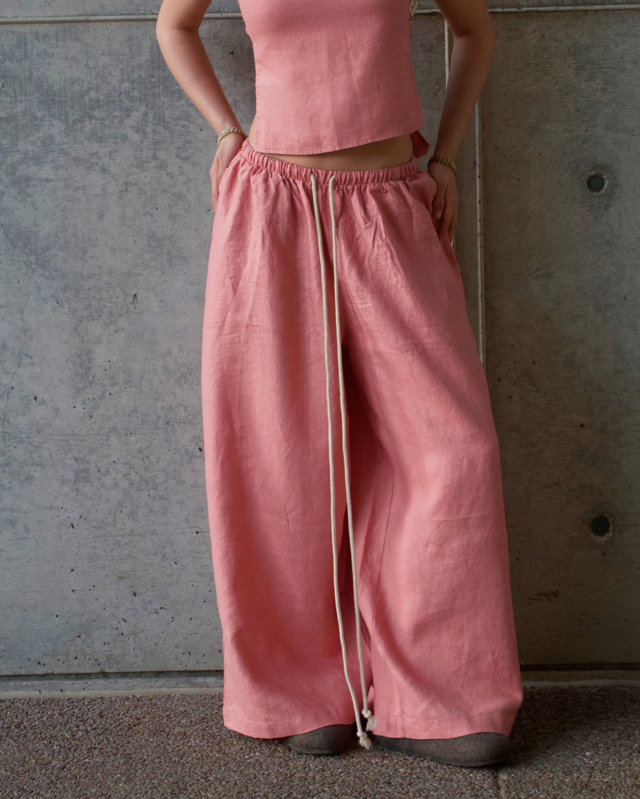 THE Earth Linen Pants | Pink | Marieloulou
