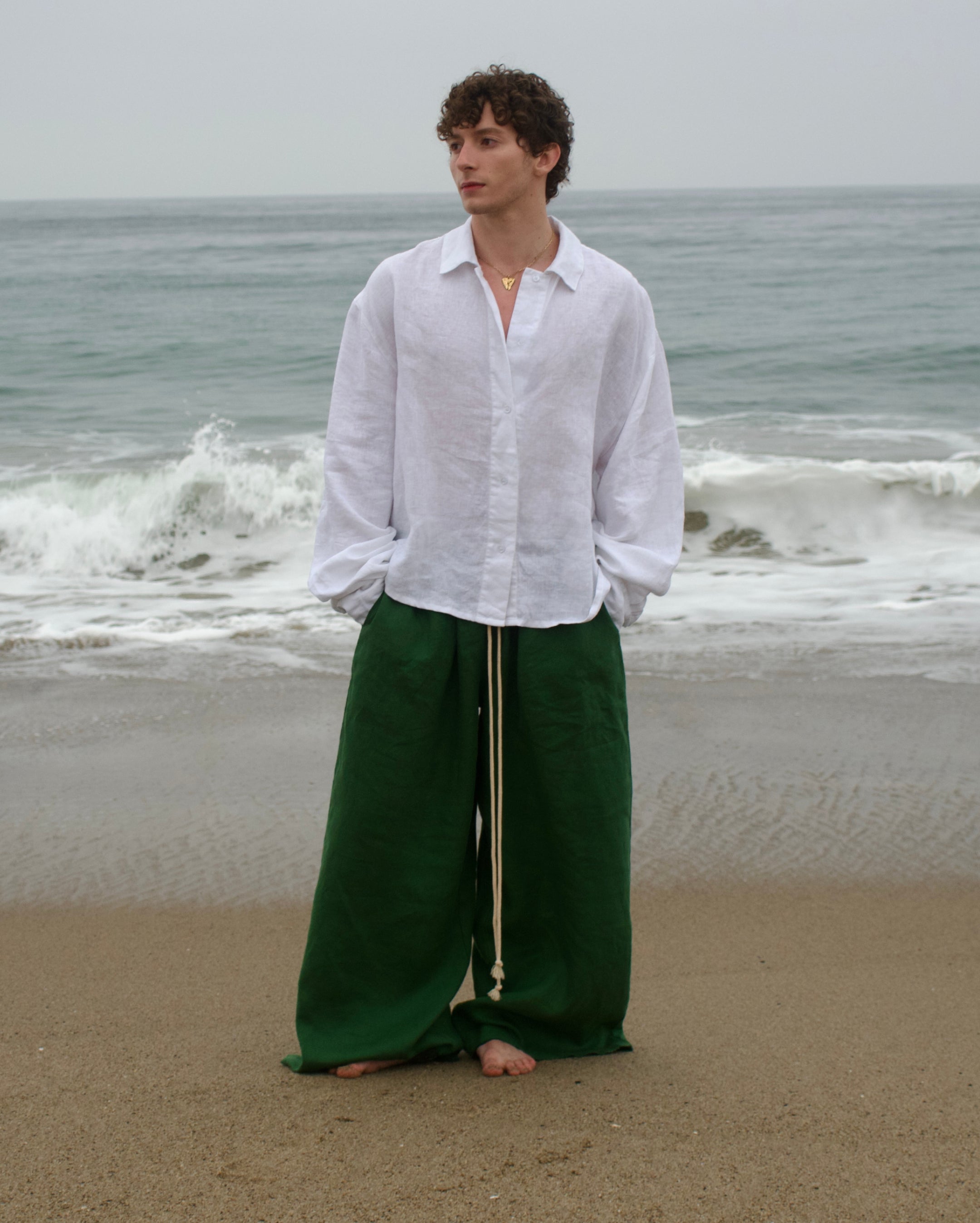 Breezy Linen Button Up - White