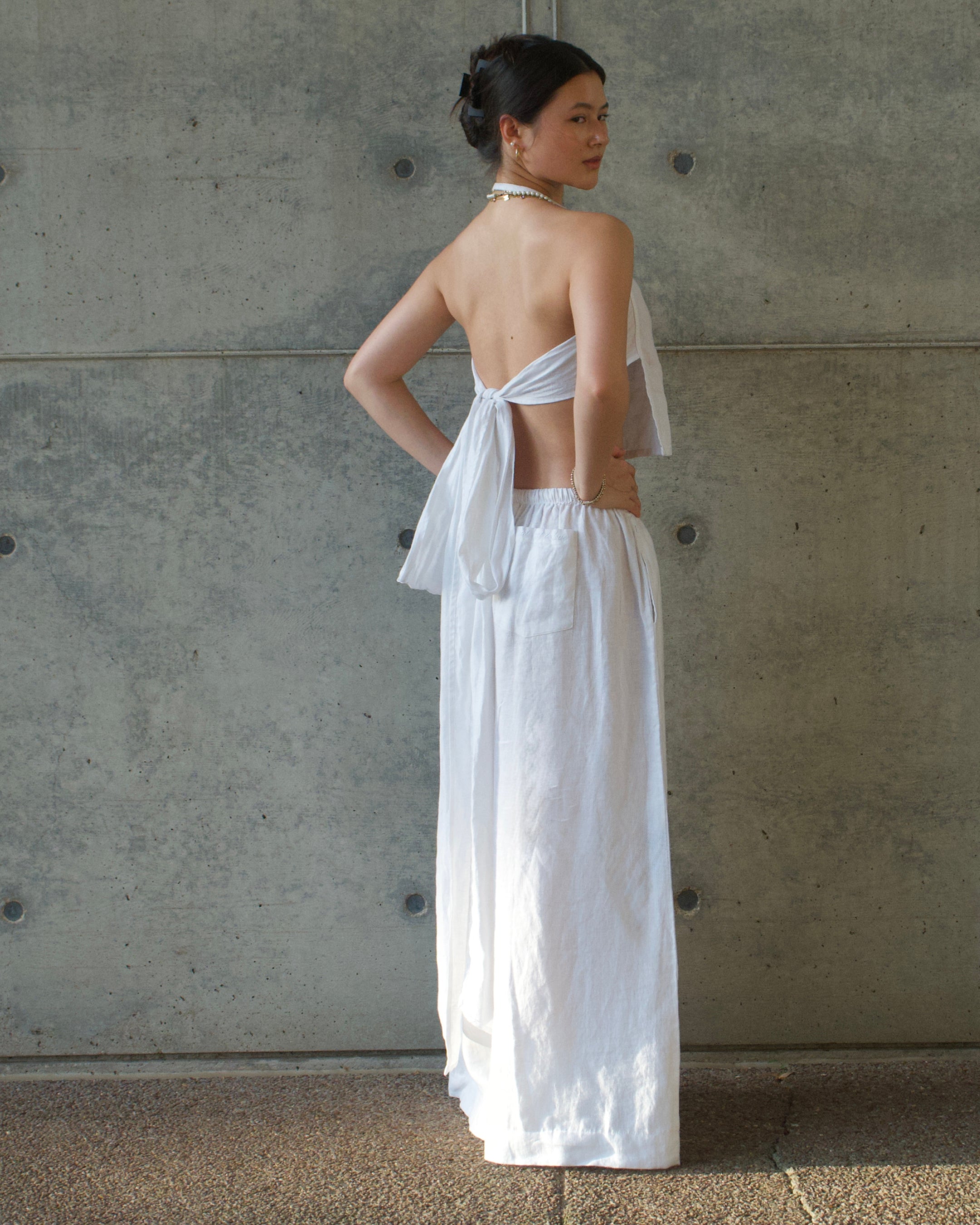 Linen Napkin Top - White