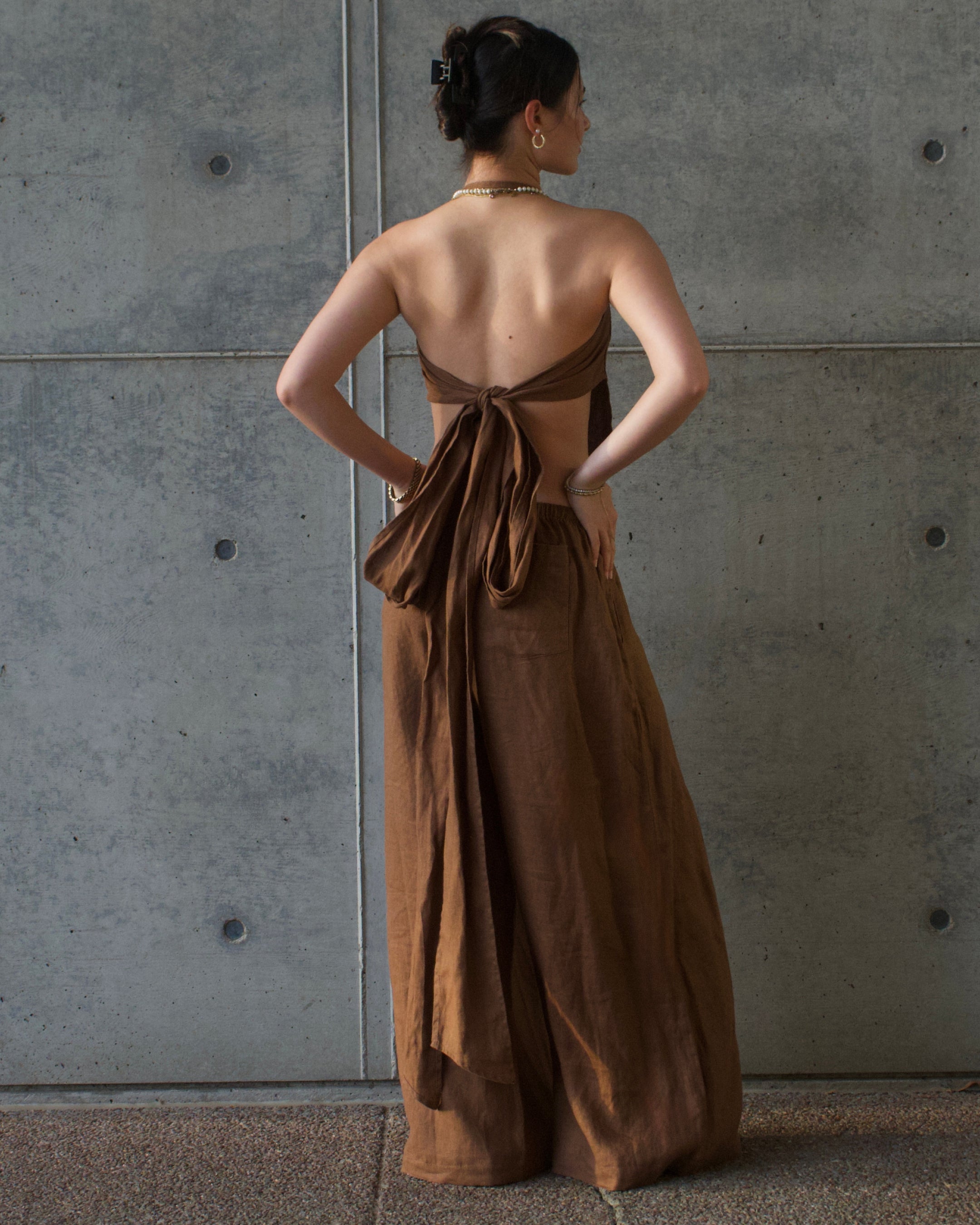 Linen Napkin Top - Brown