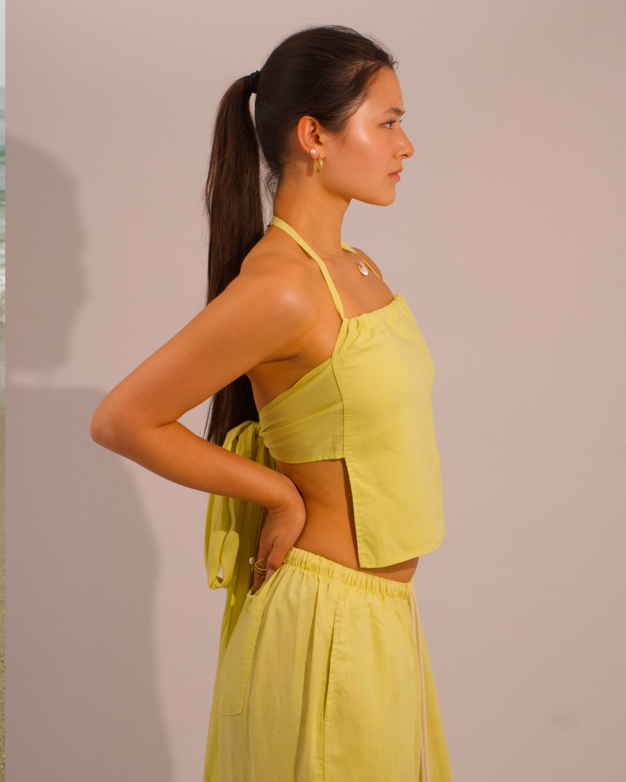 Earth Linen Napkin Top - Lemon Yellow