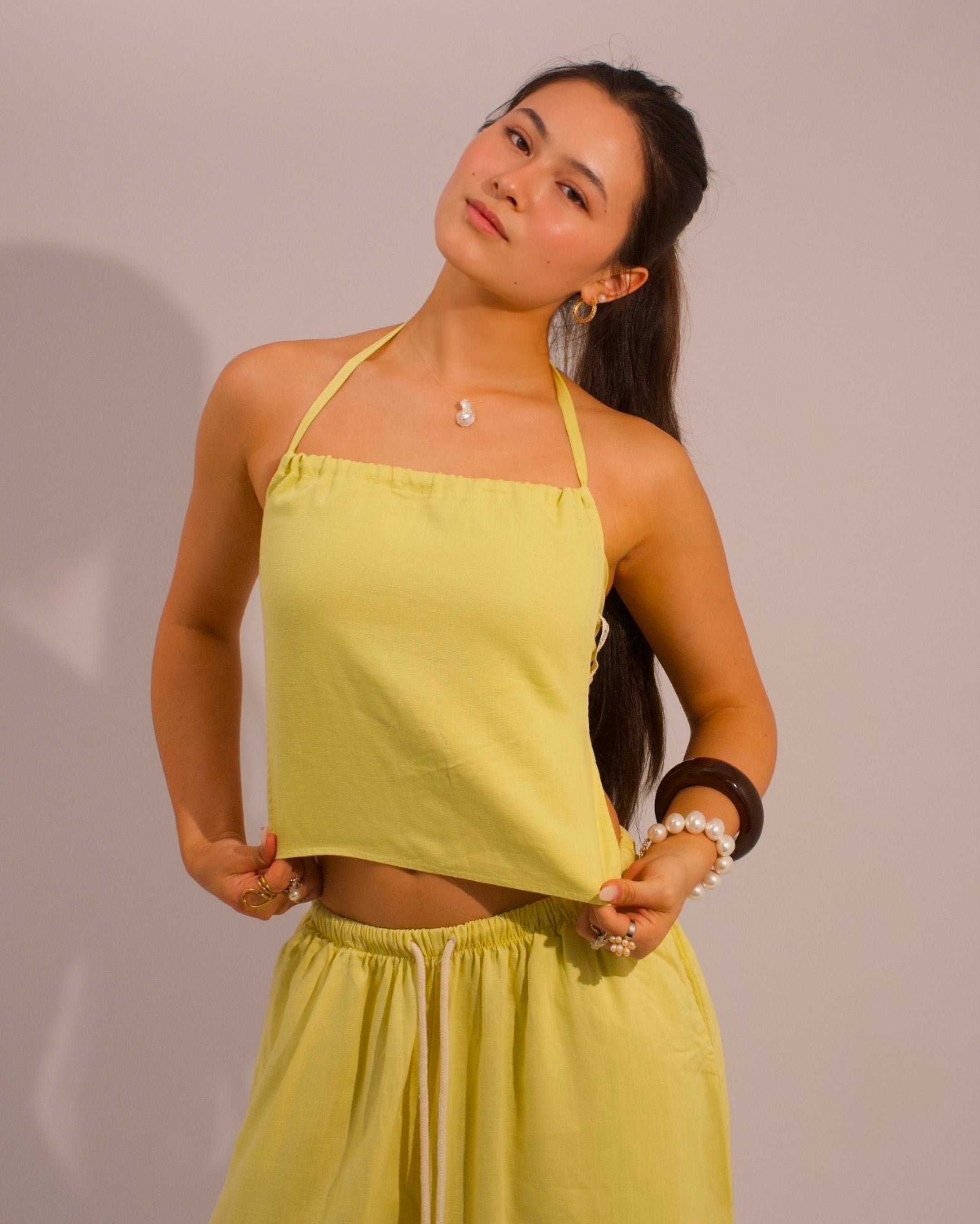 Earth Linen Napkin Top - Lemon Yellow
