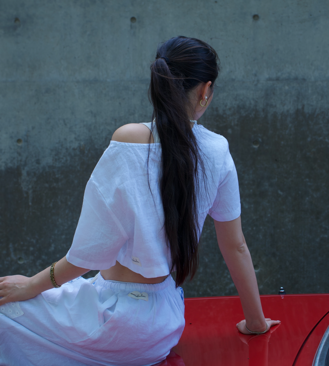 Earth Linen Staple Crop Top - White